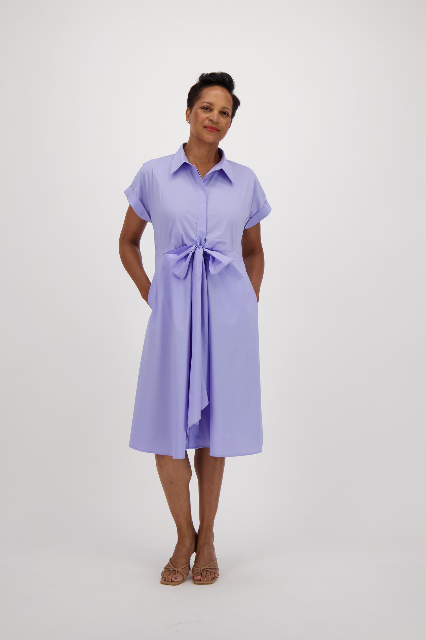 Front Tie-Up Shift Dress