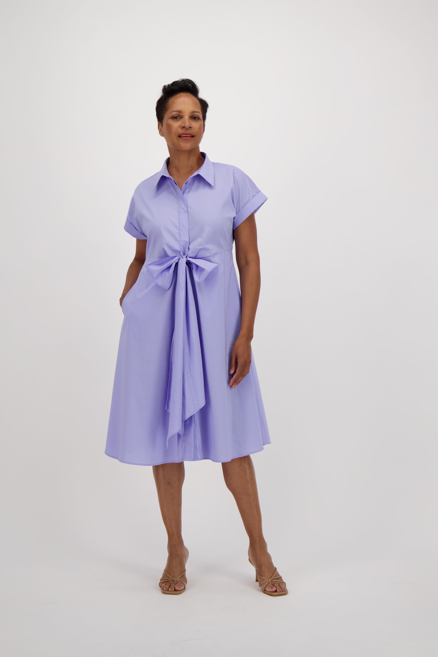 Front Tie-Up Shift Dress