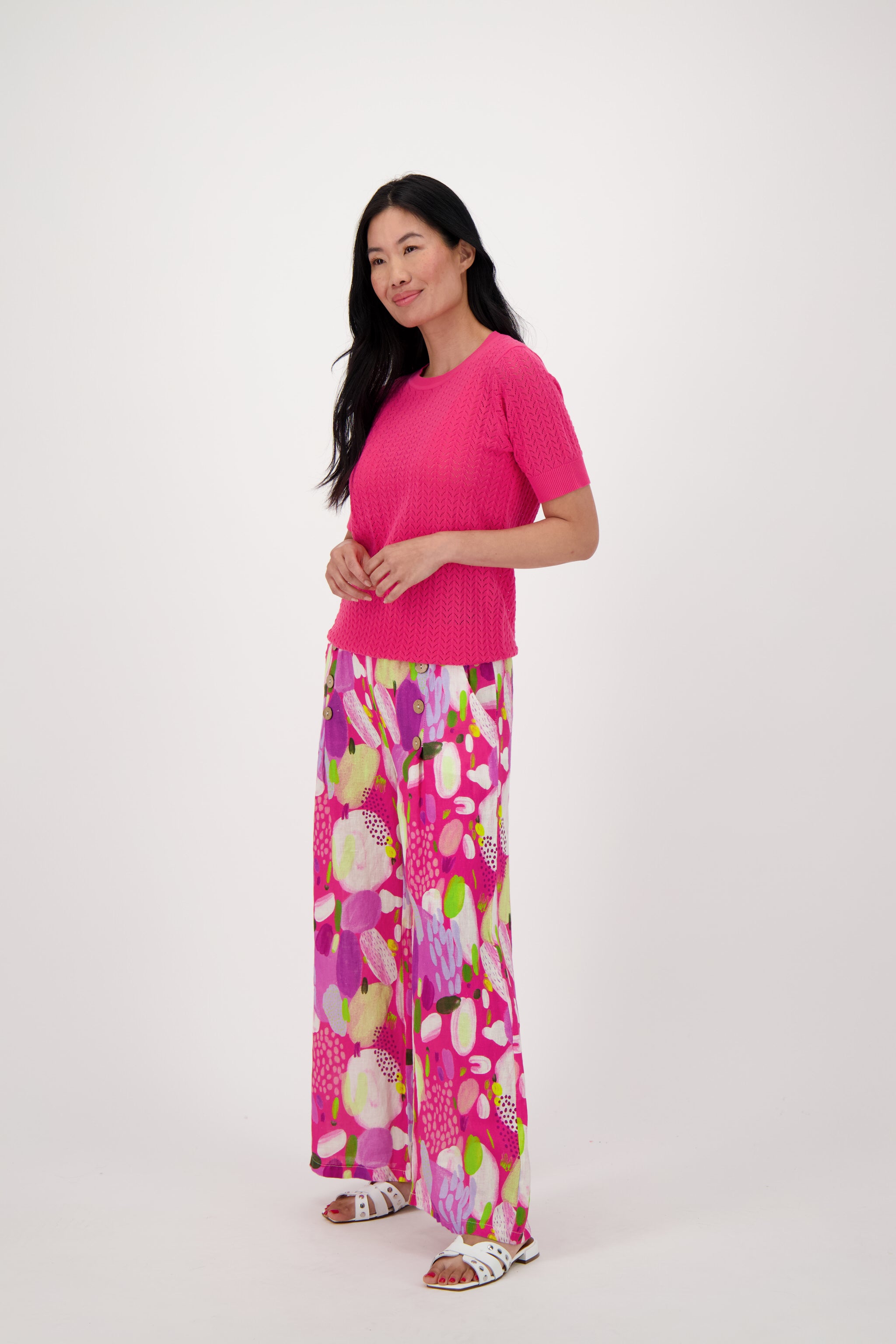 Colour Pop Abstract Print Linen Wide Leg Pant