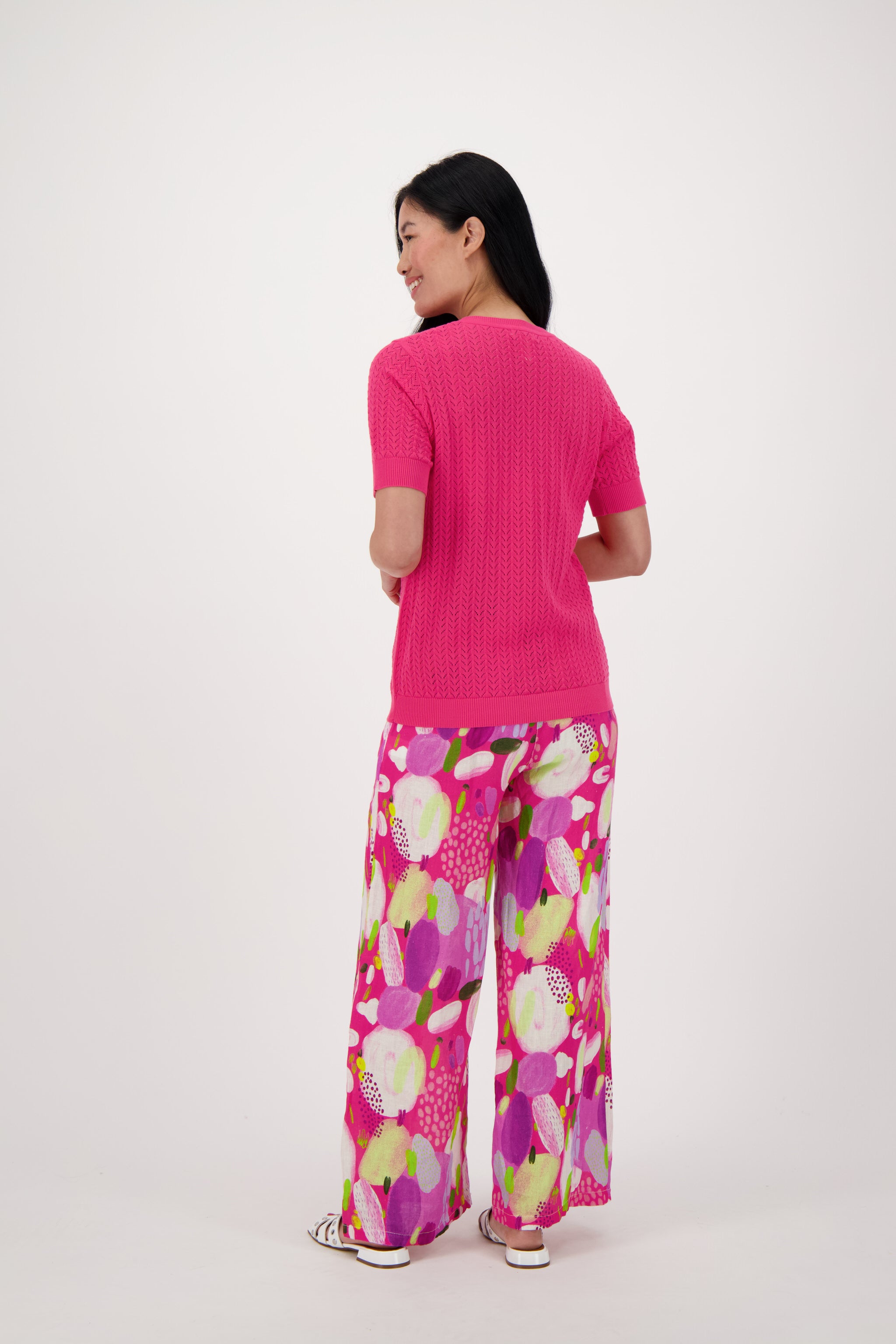 Colour Pop Abstract Print Linen Wide Leg Pant