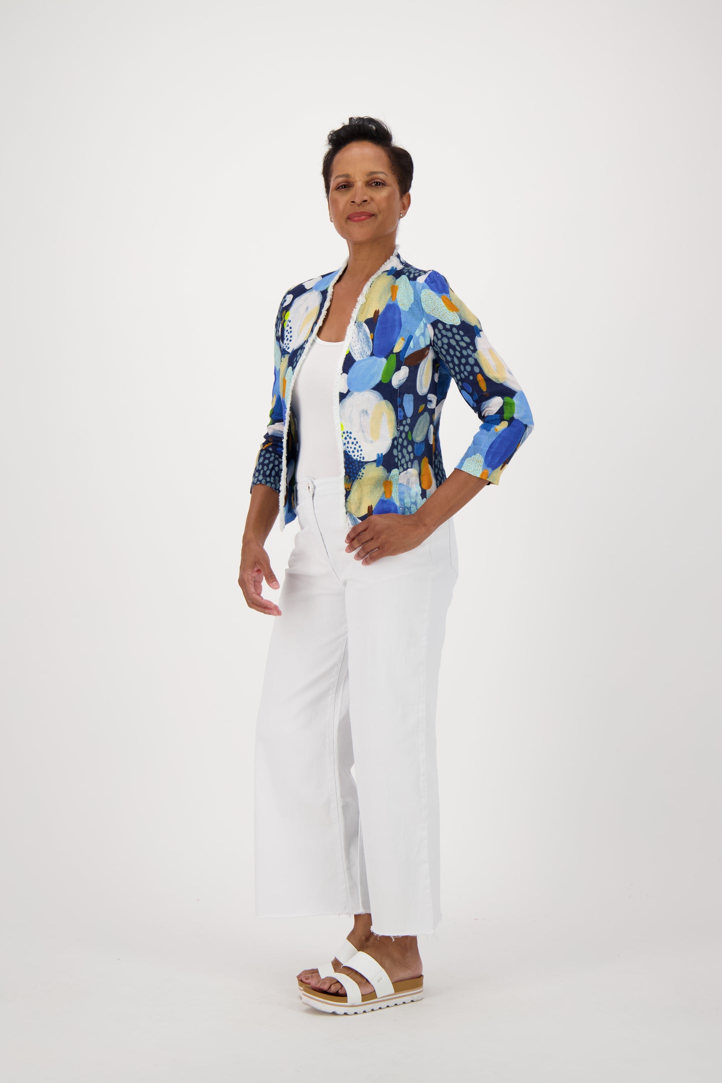 Colour Pop Abstract Print Linen Jacket