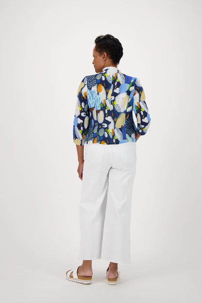Colour Pop Abstract Print Linen Jacket