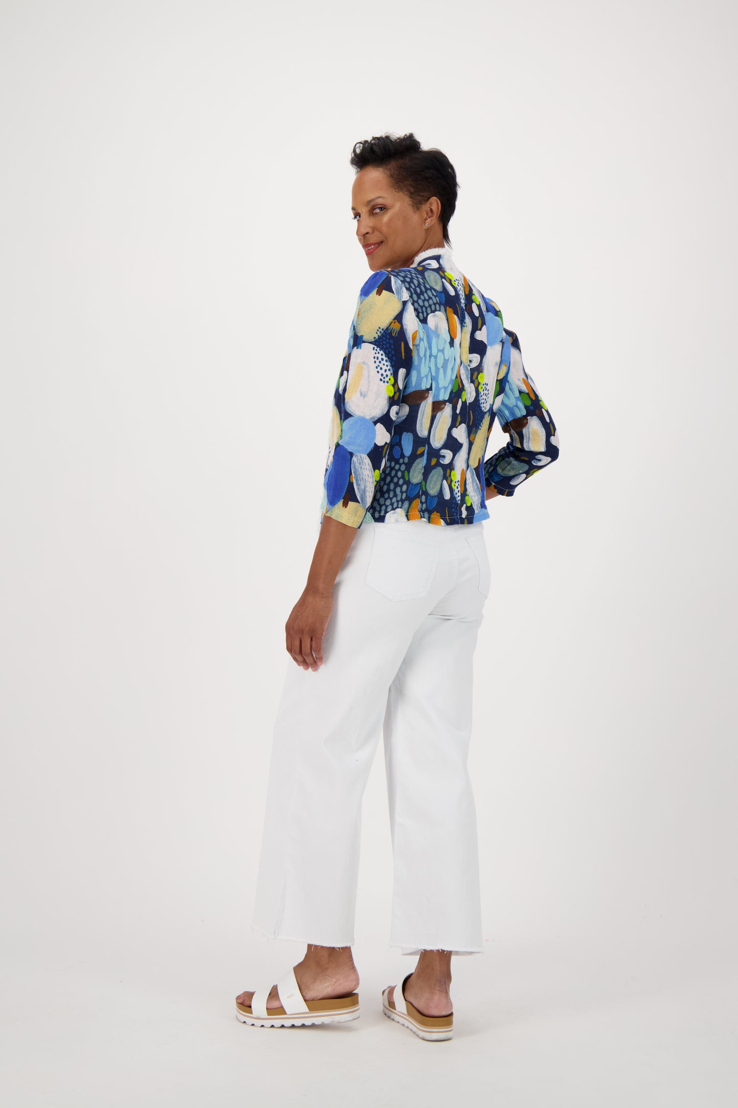 Colour Pop Abstract Print Linen Jacket