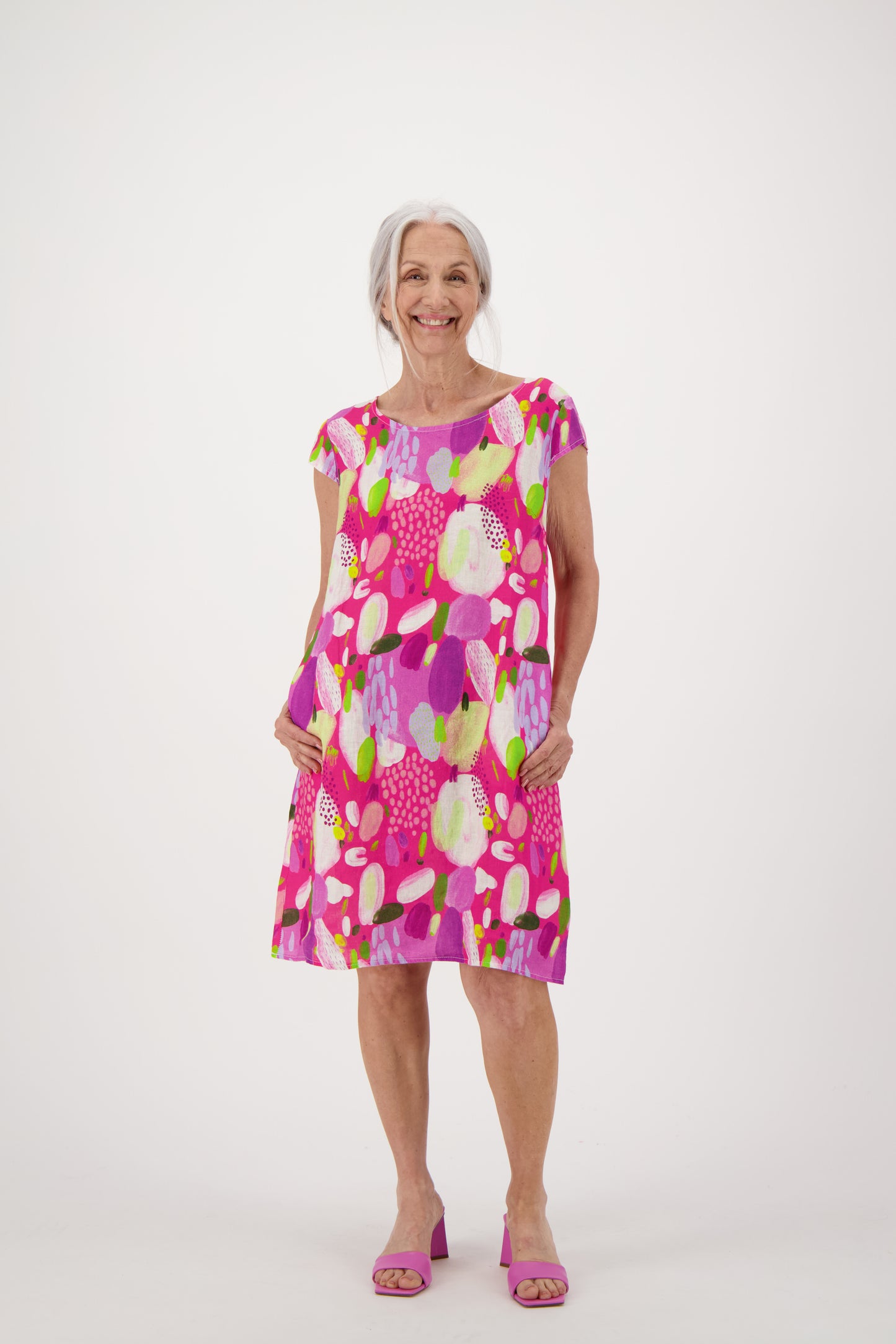 Colour Pop Abstract Print Linen Dress