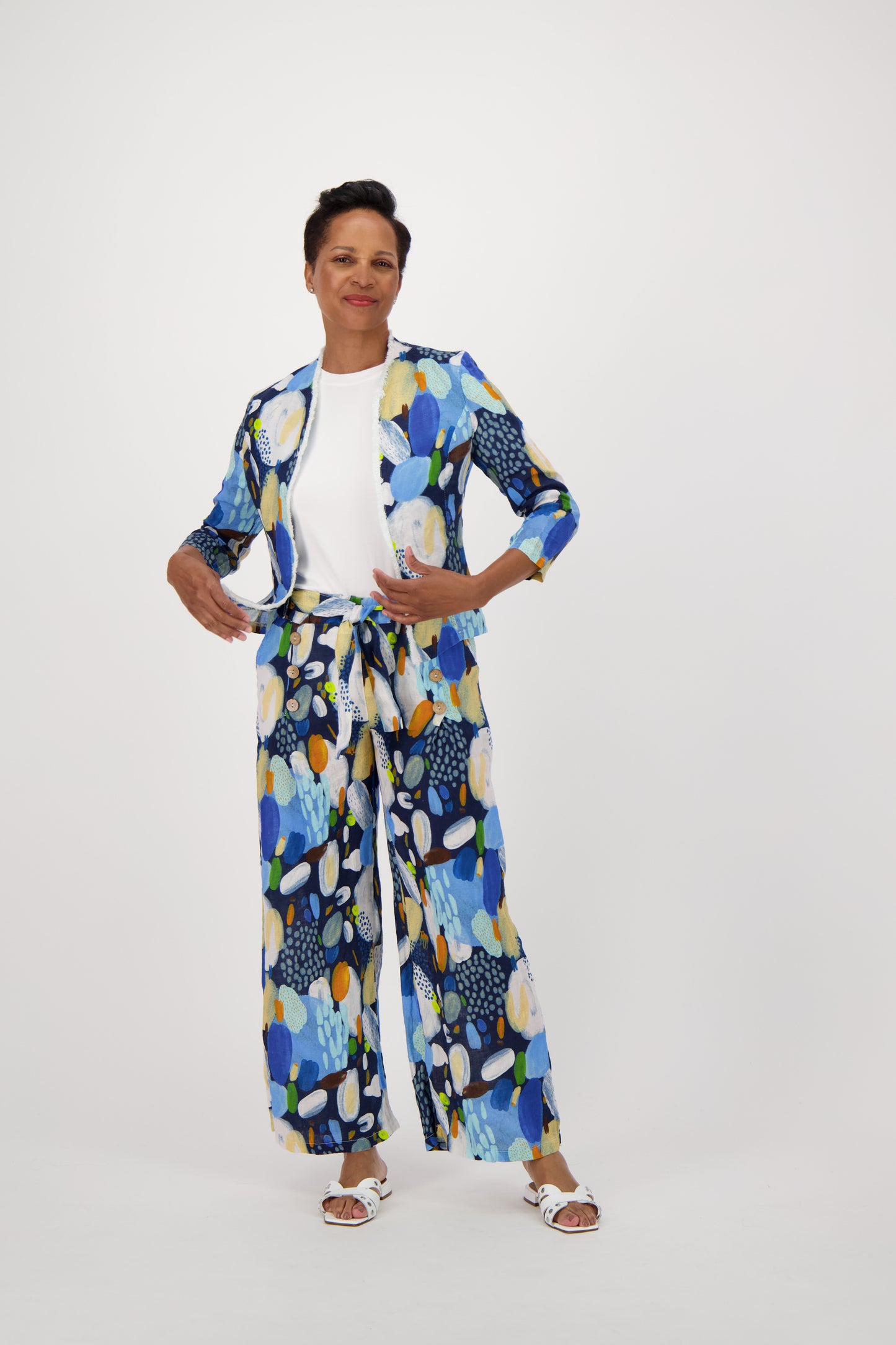 Colour Pop Abstract Print Linen Jacket