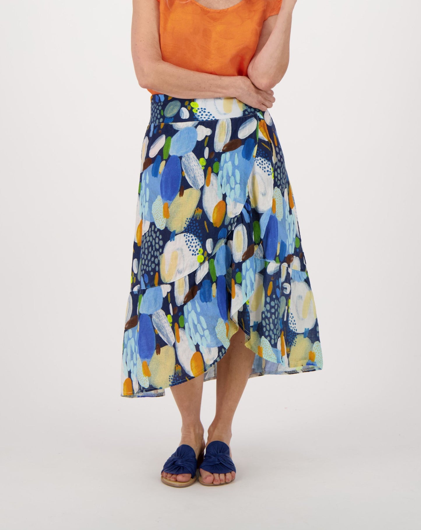 Colour Pop Abstract Print Linen Skirt