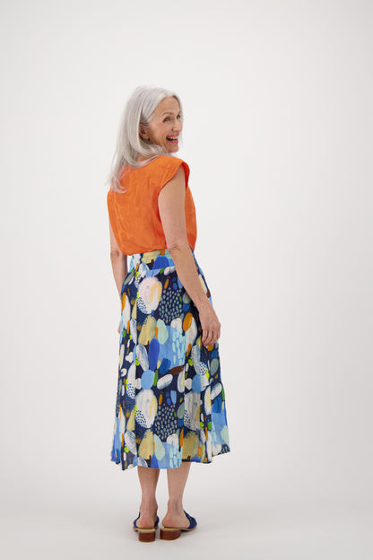 Colour Pop Abstract Print Linen Skirt