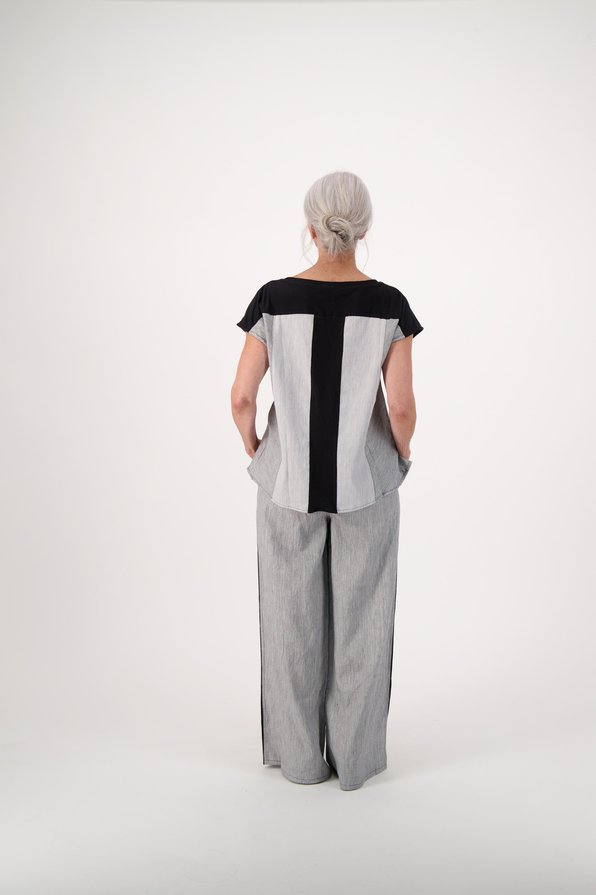 Madras Linen Noir Stripe Wide Leg Pant
