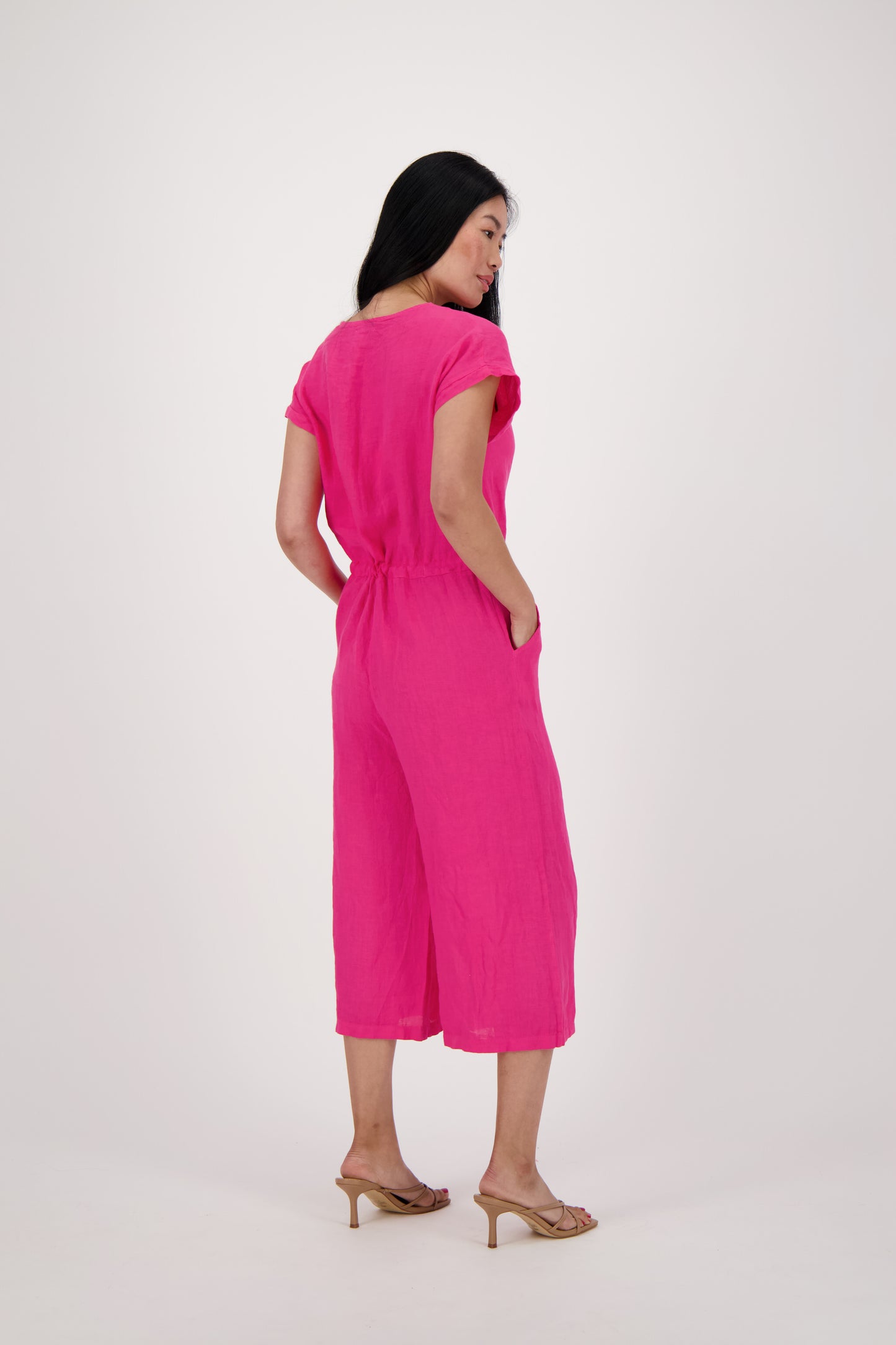 Linen Short Sleeve Jumpsuit