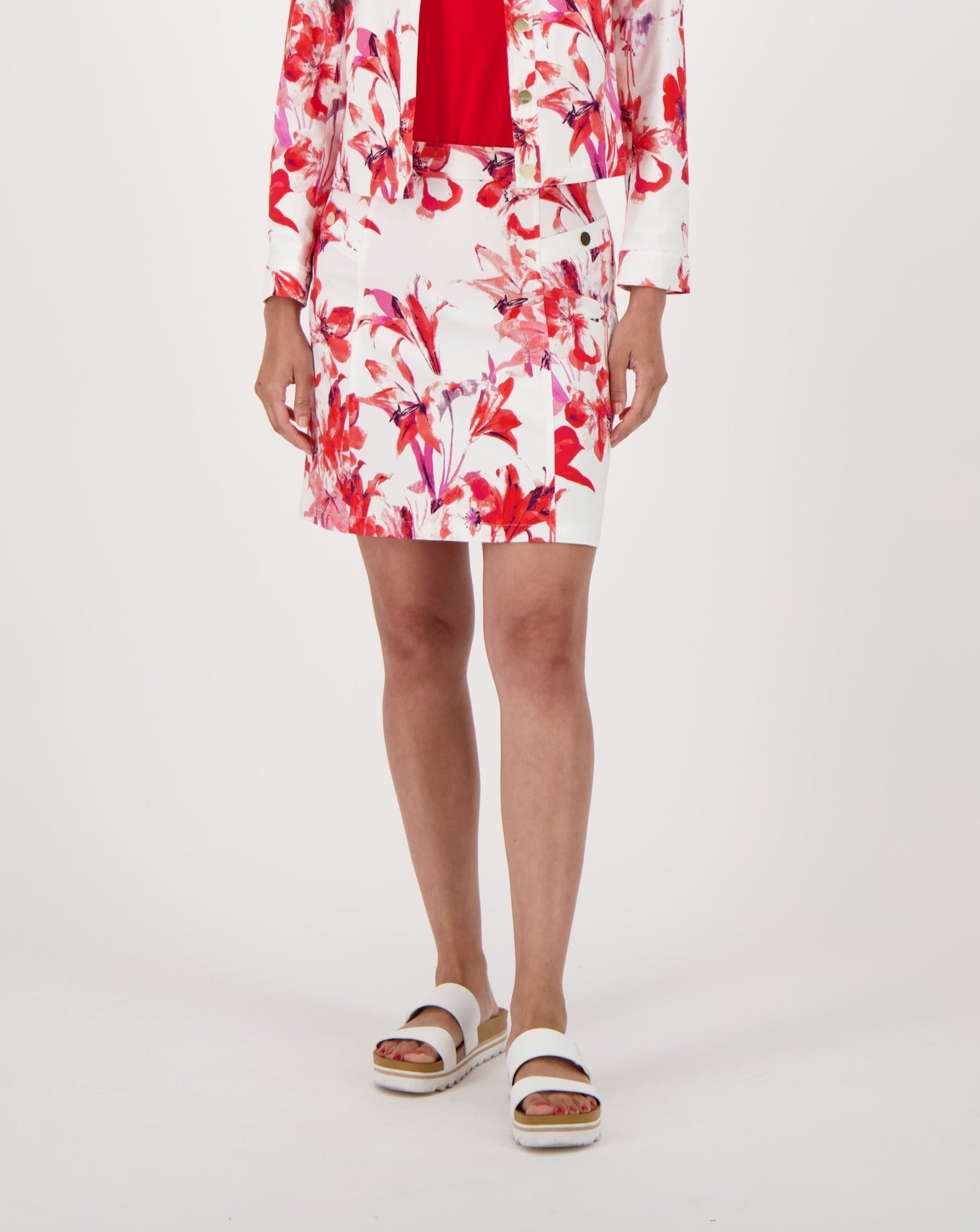 Flower Print Denim Jean Skirt