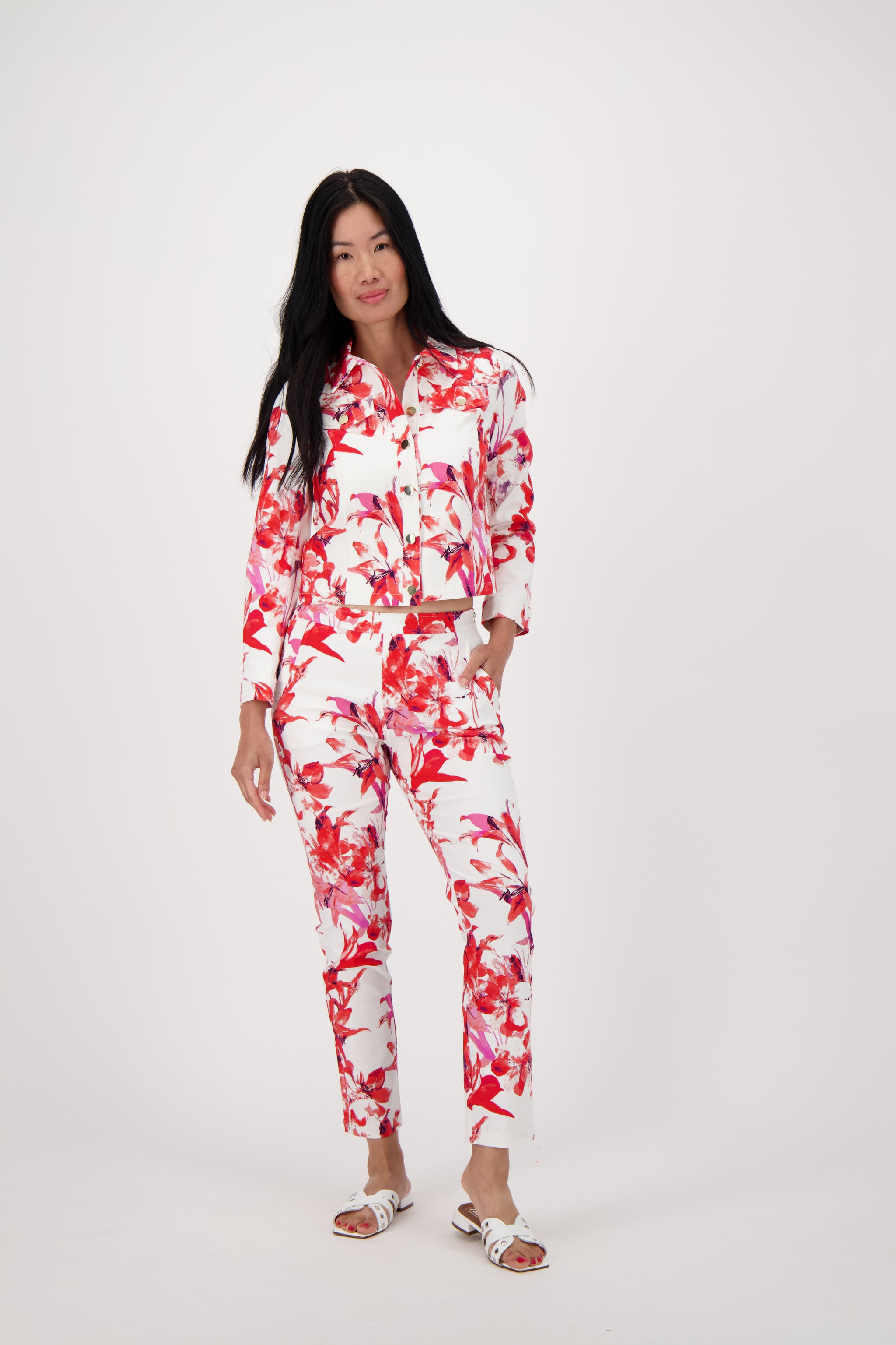 Flower Print Denim Jean Pant