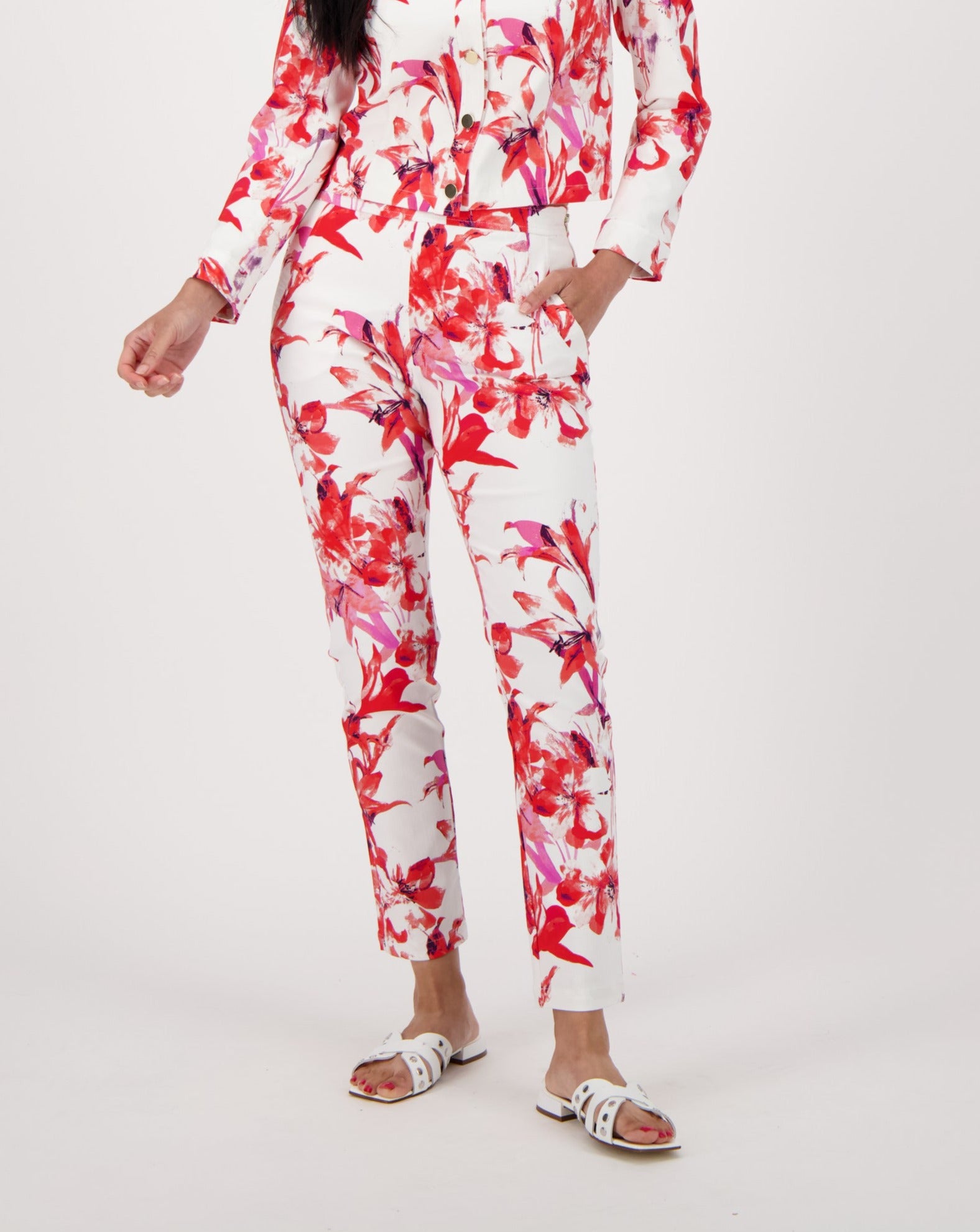 Flower Print Denim Jean Pant