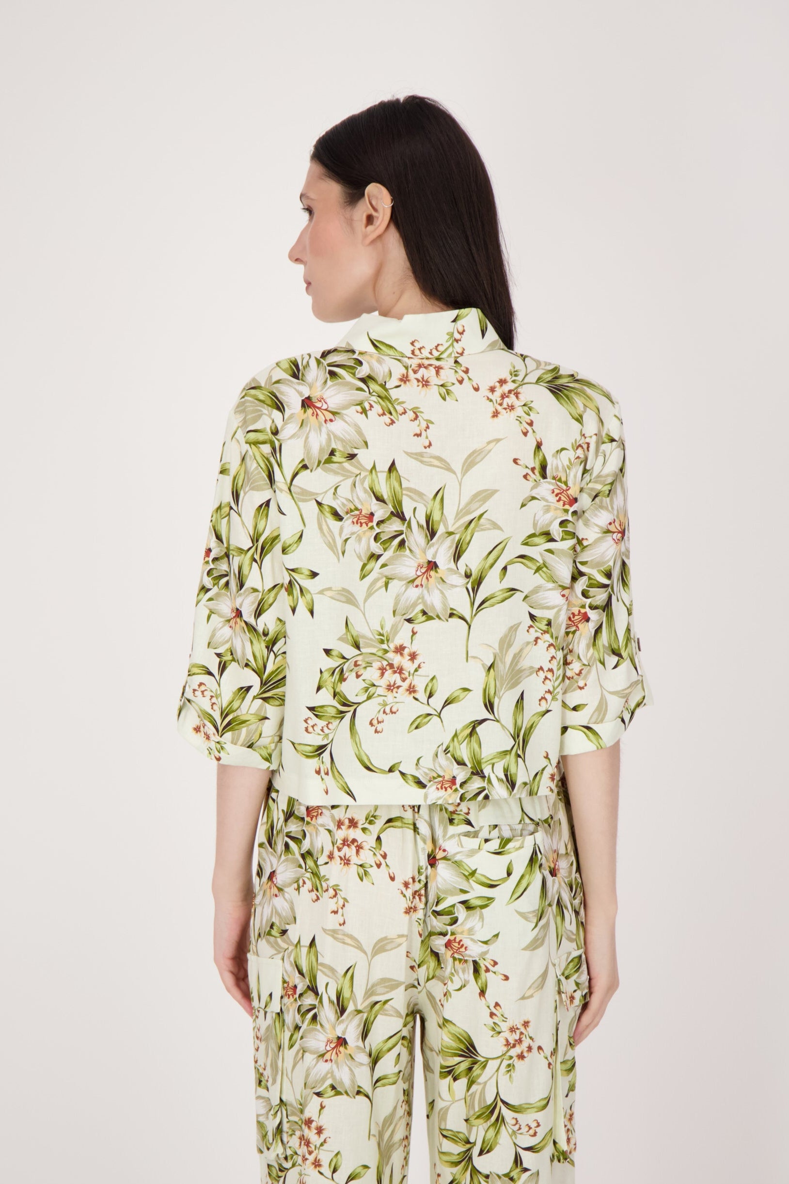 Palm Print Button Up Blouse
