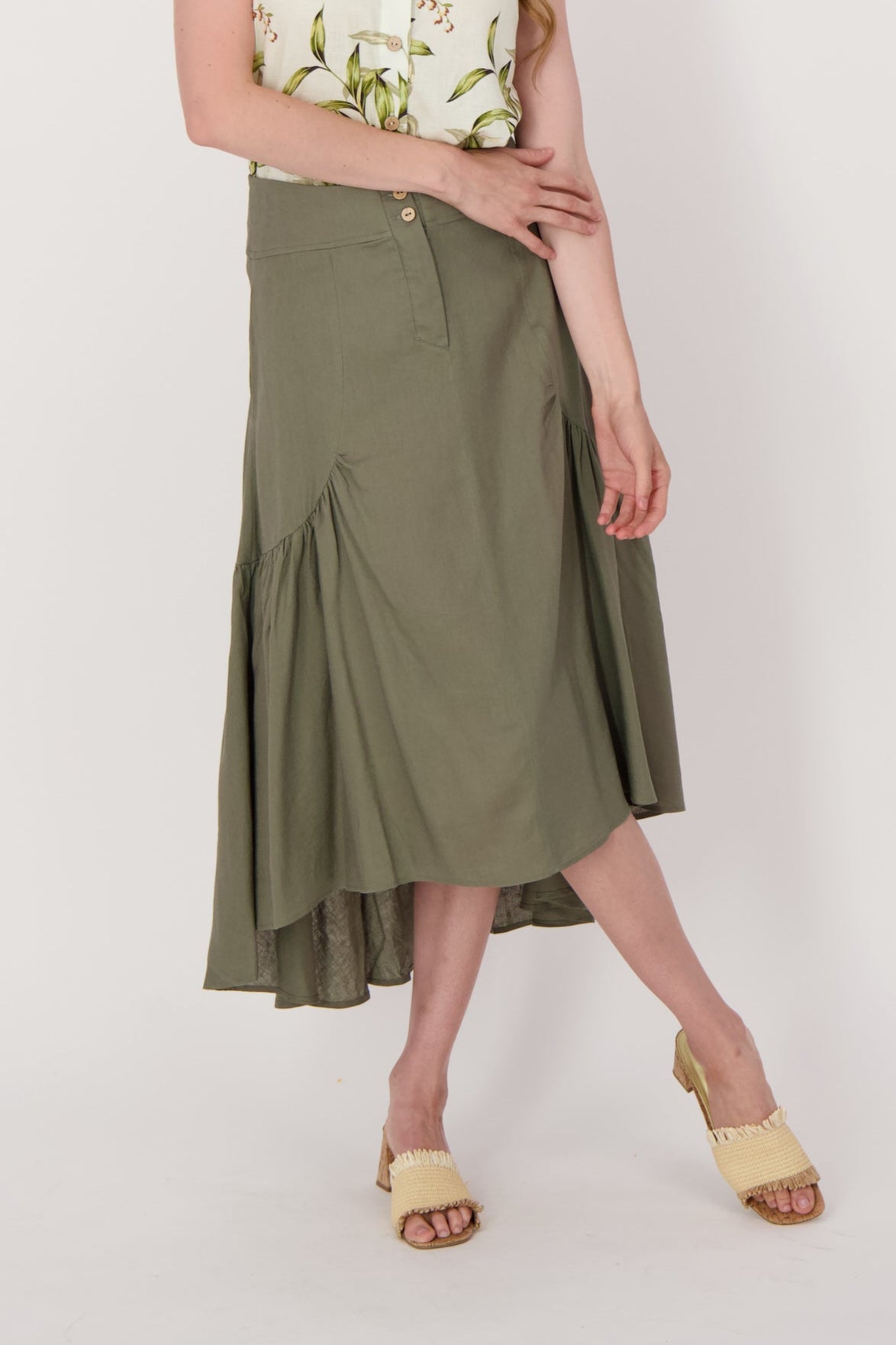 Ruched Midi Skirt