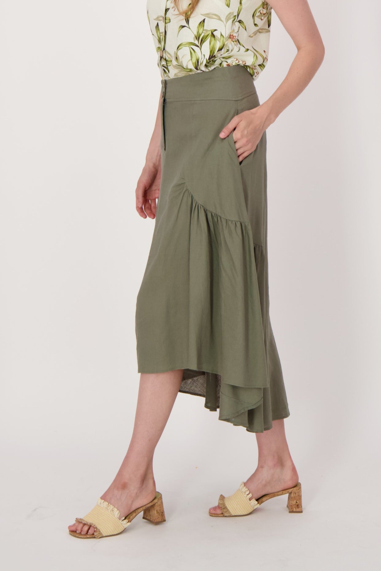 Ruched Midi Skirt