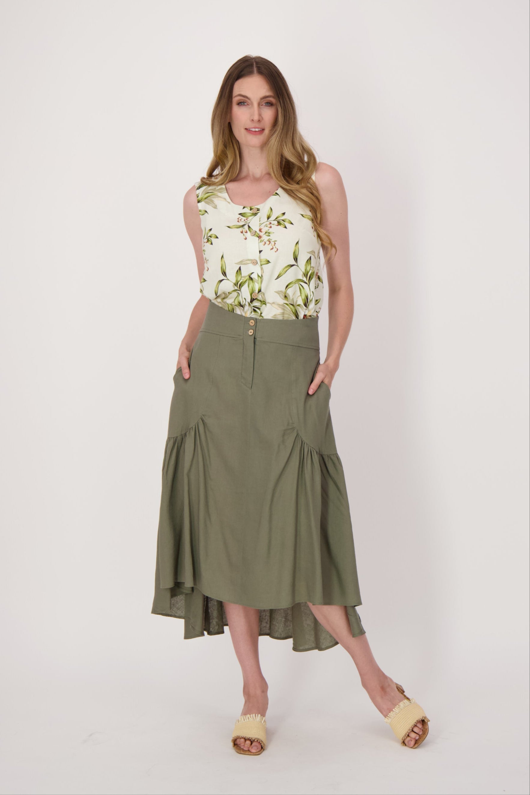 Ruched Midi Skirt