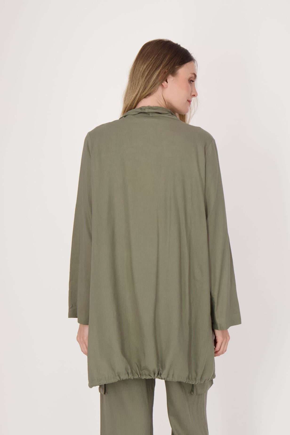 Draped Collar Cargo Cardigan