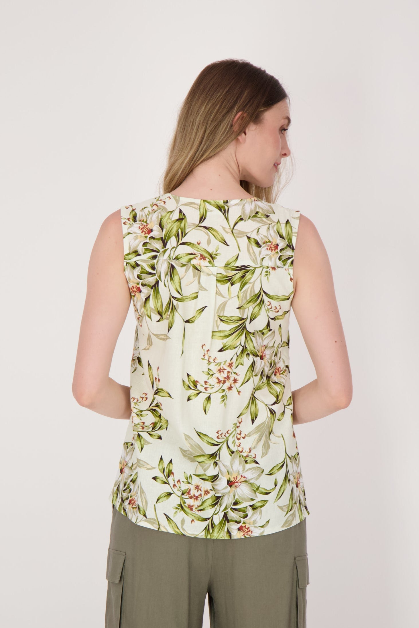 Palm Print Button Up Tank