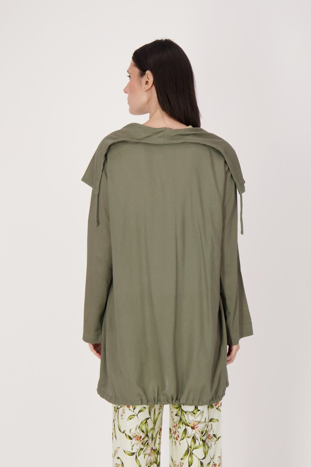 Draped Collar Cargo Cardigan