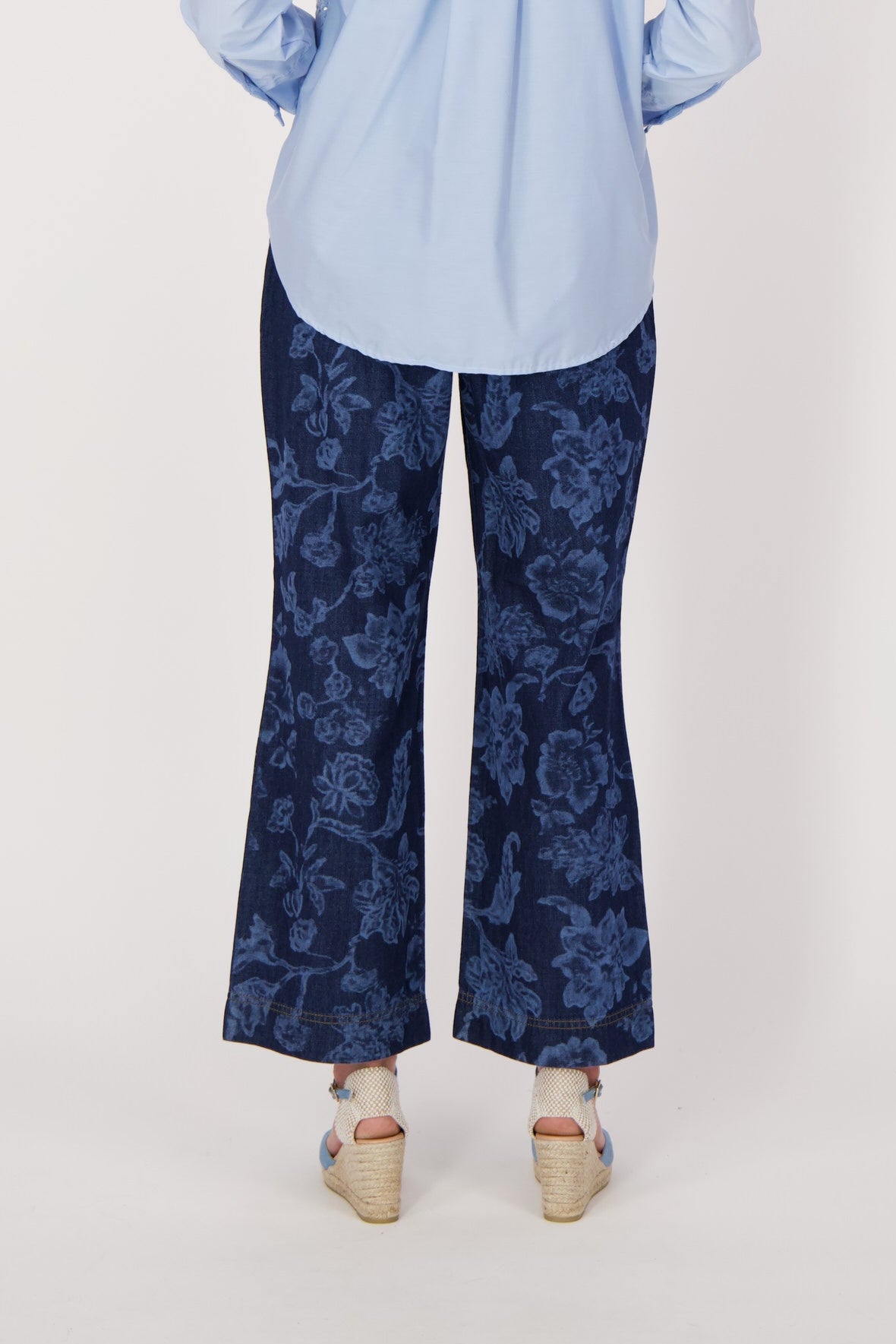 Floral Print Denim Pants