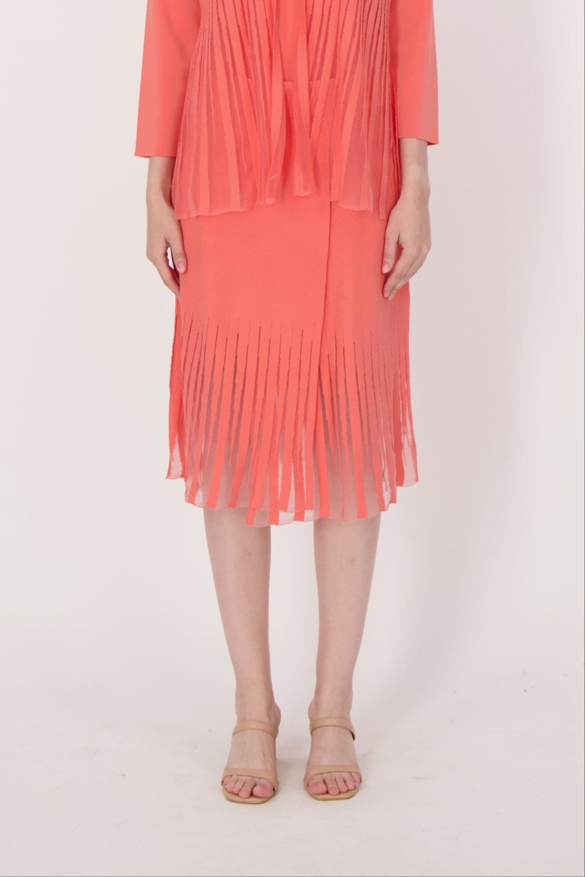 Lattice Stitched Hem Layered Skirt
