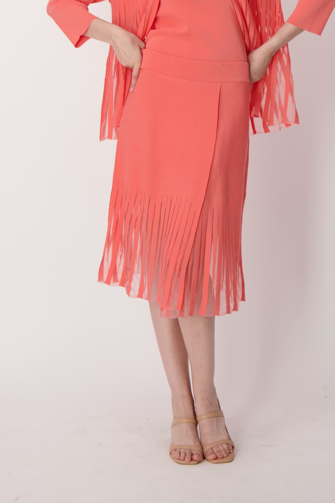 Lattice Stitched Hem Layered Skirt