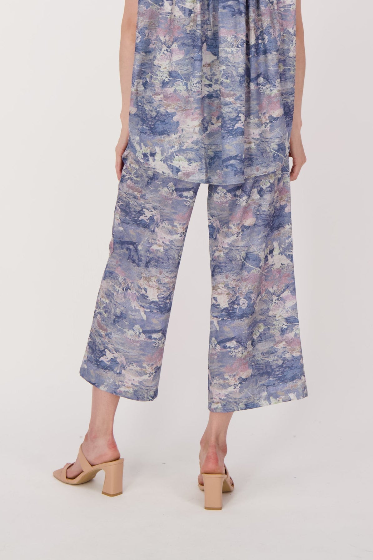 Moiree Print Pant With Tie Belt