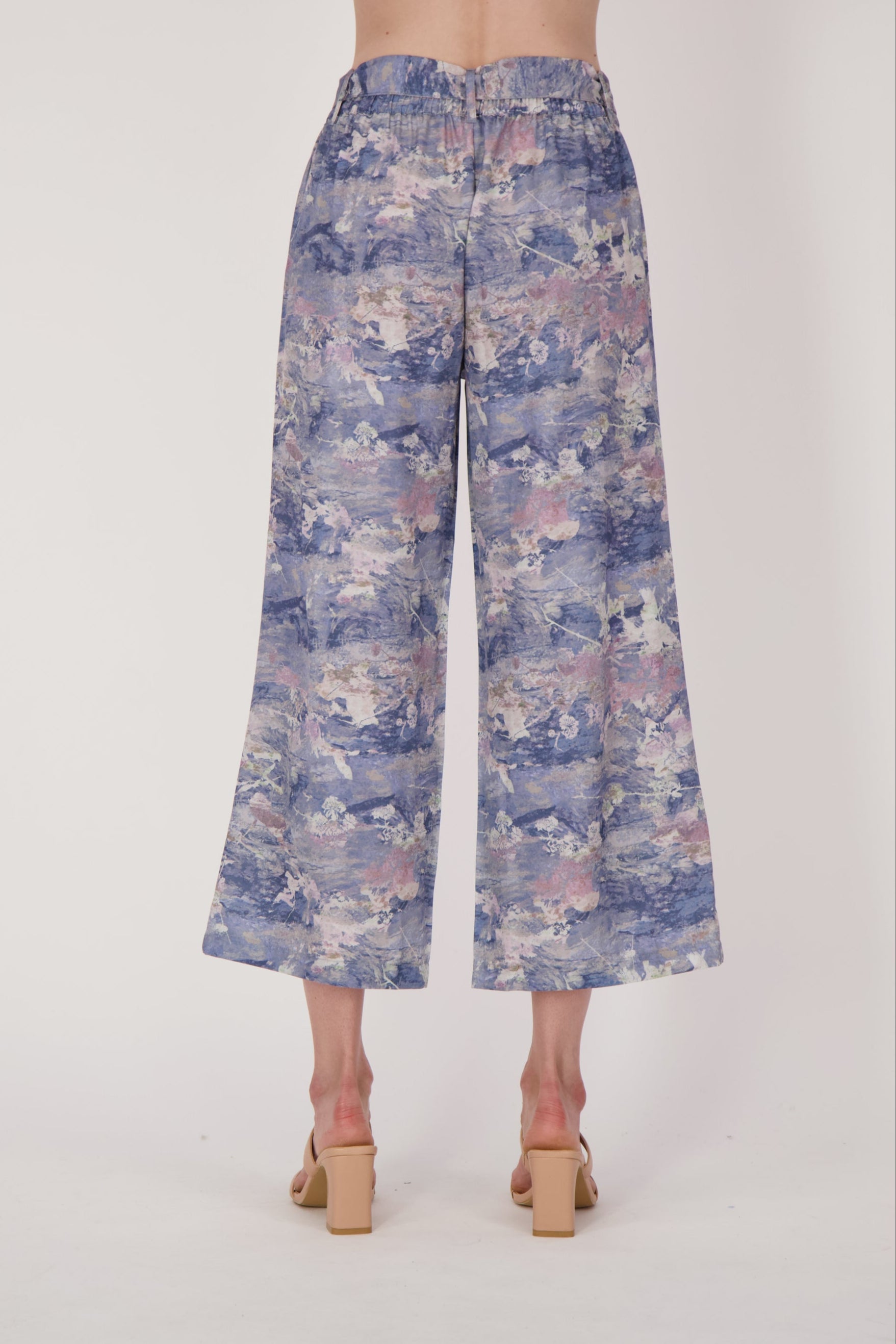 Moiree Print Pant With Tie Belt