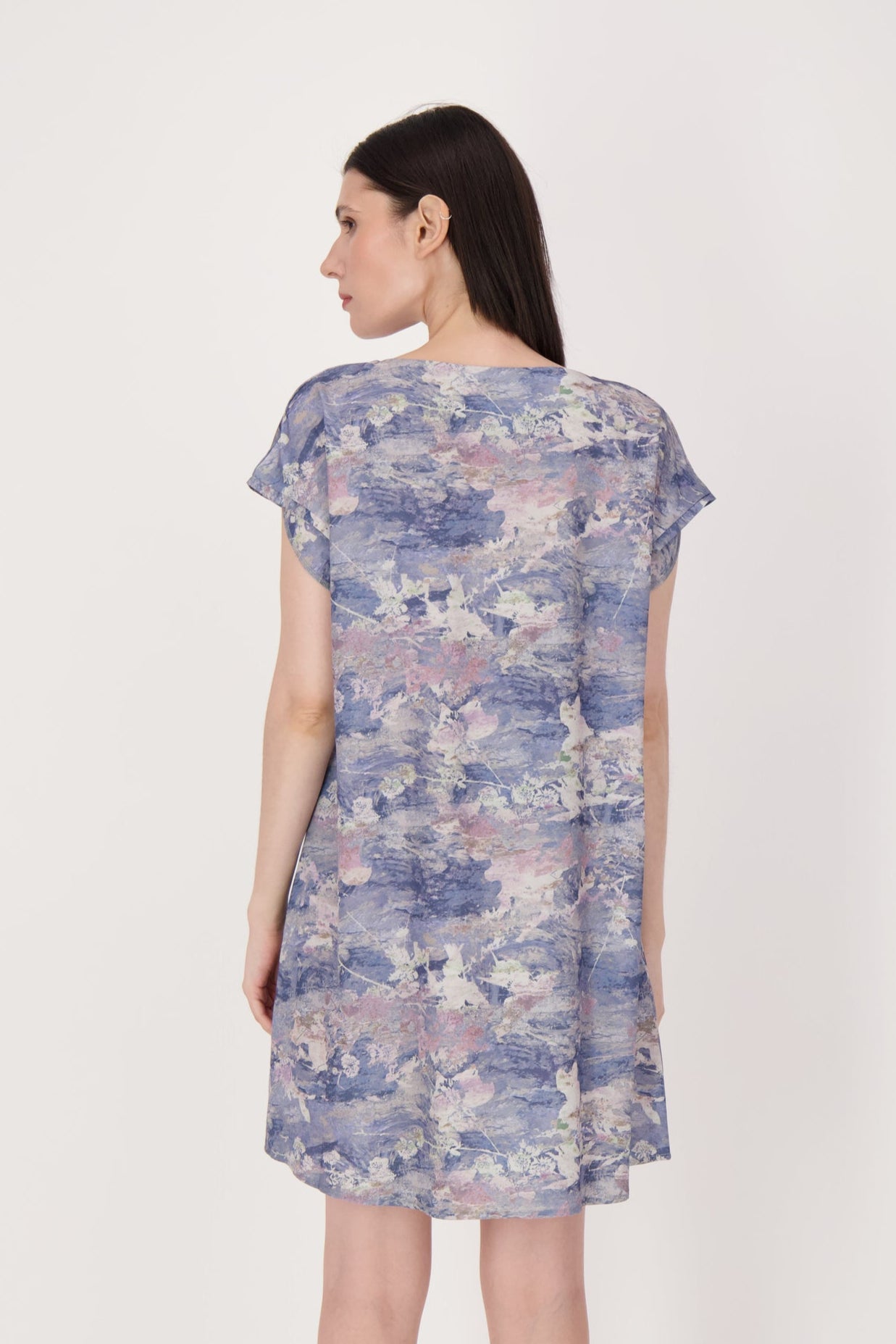 Moiree Print V-Neck Dress