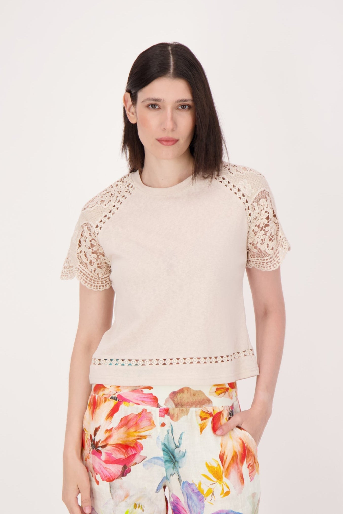 Lace Sleeve T-Shirt