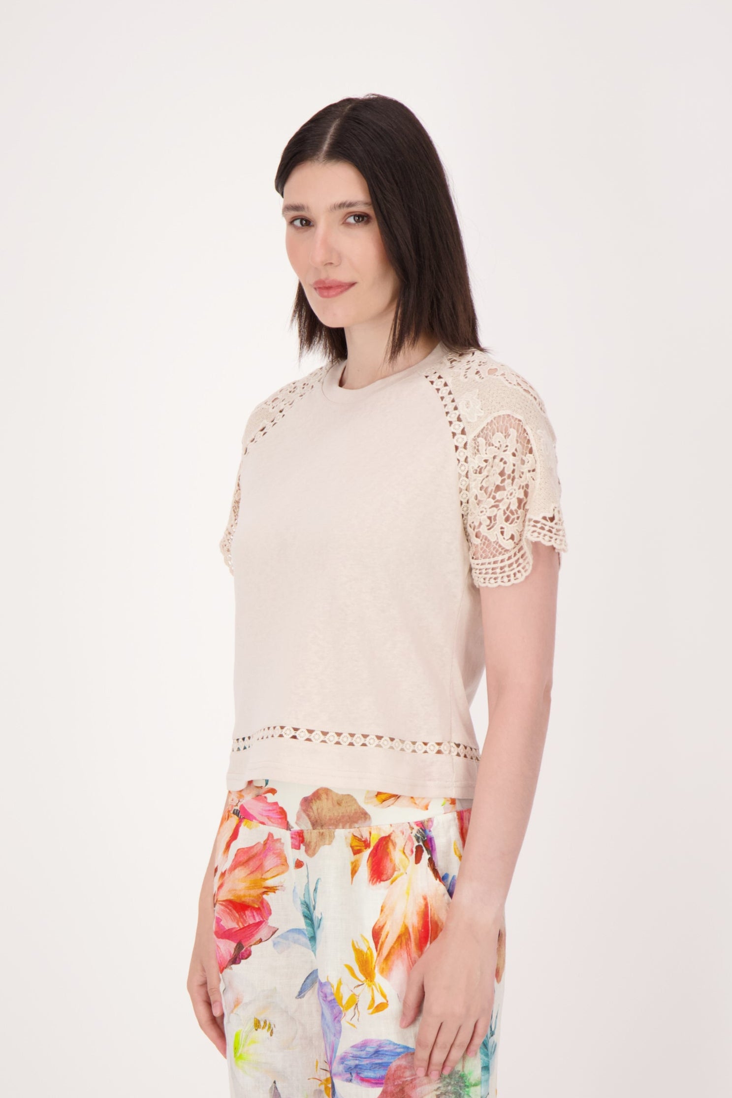 Lace Sleeve T-Shirt