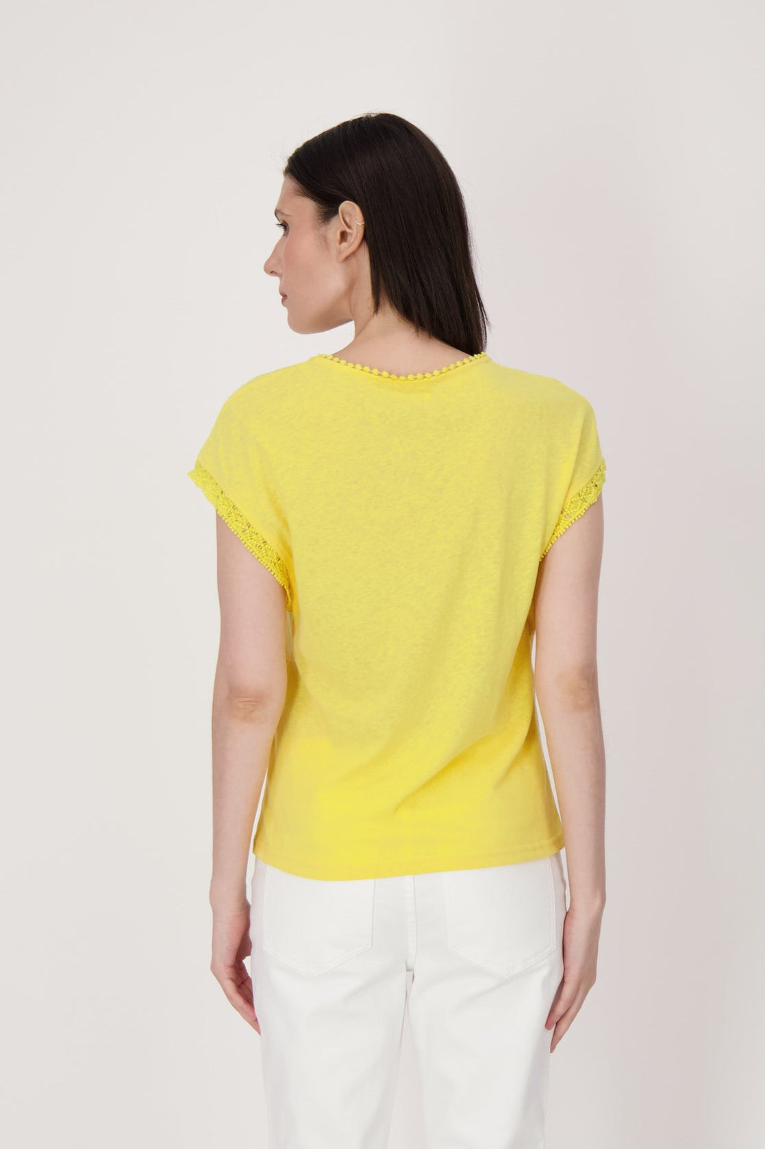 V-Neck T-Shirt With Lace Trim