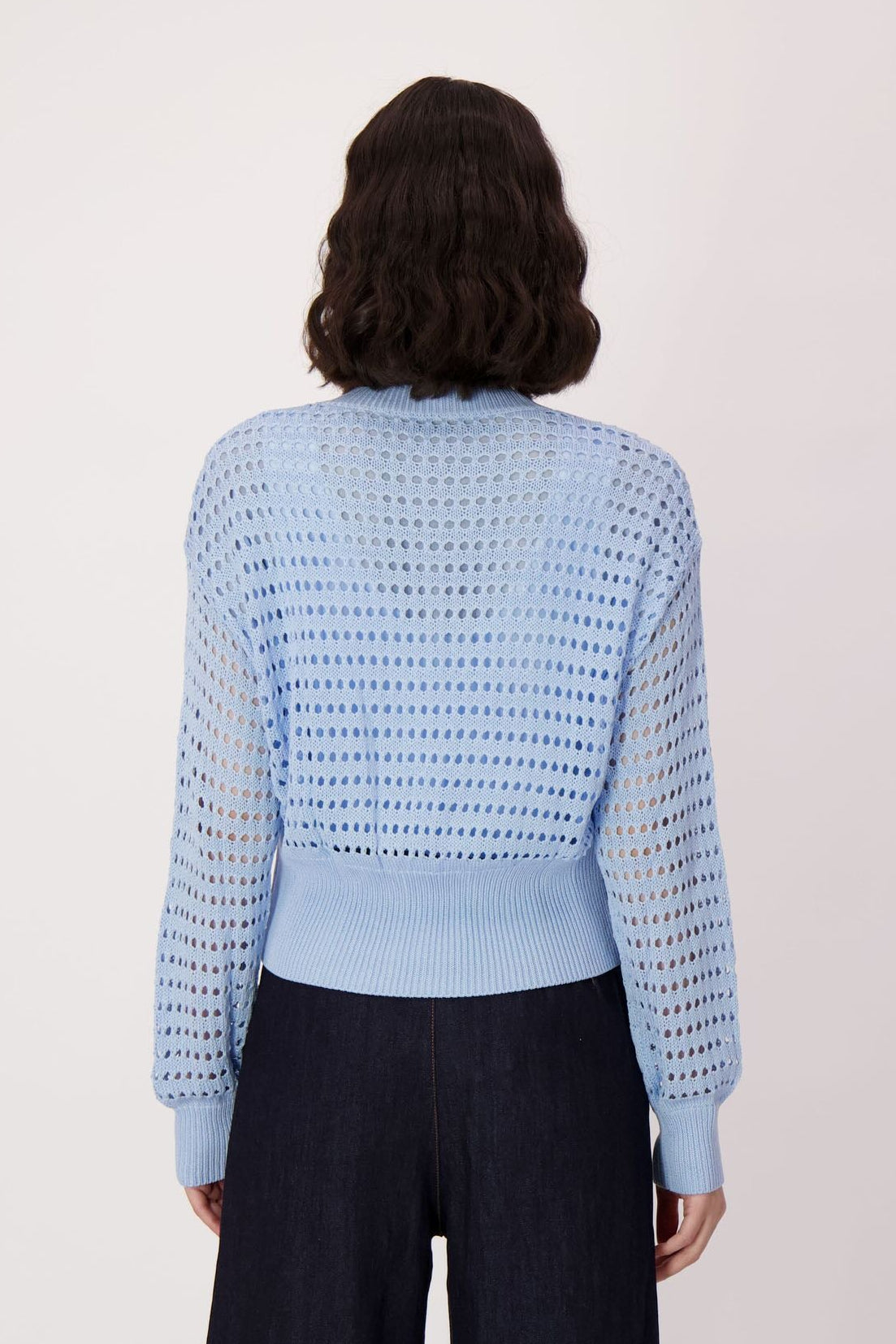 Eyelet Front Zip Lined Sweater
