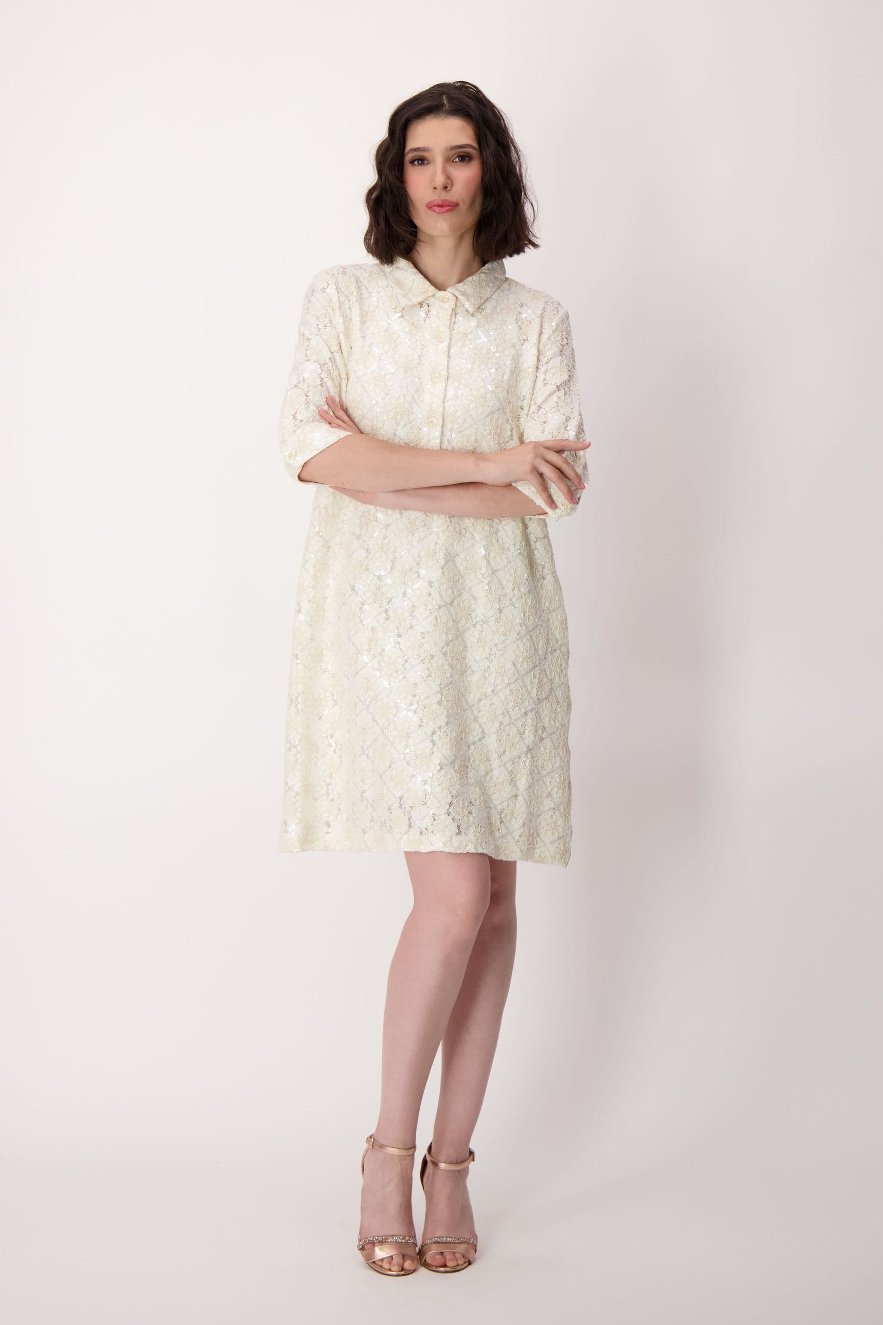 Sequin Lace Tunic Dress With Cami