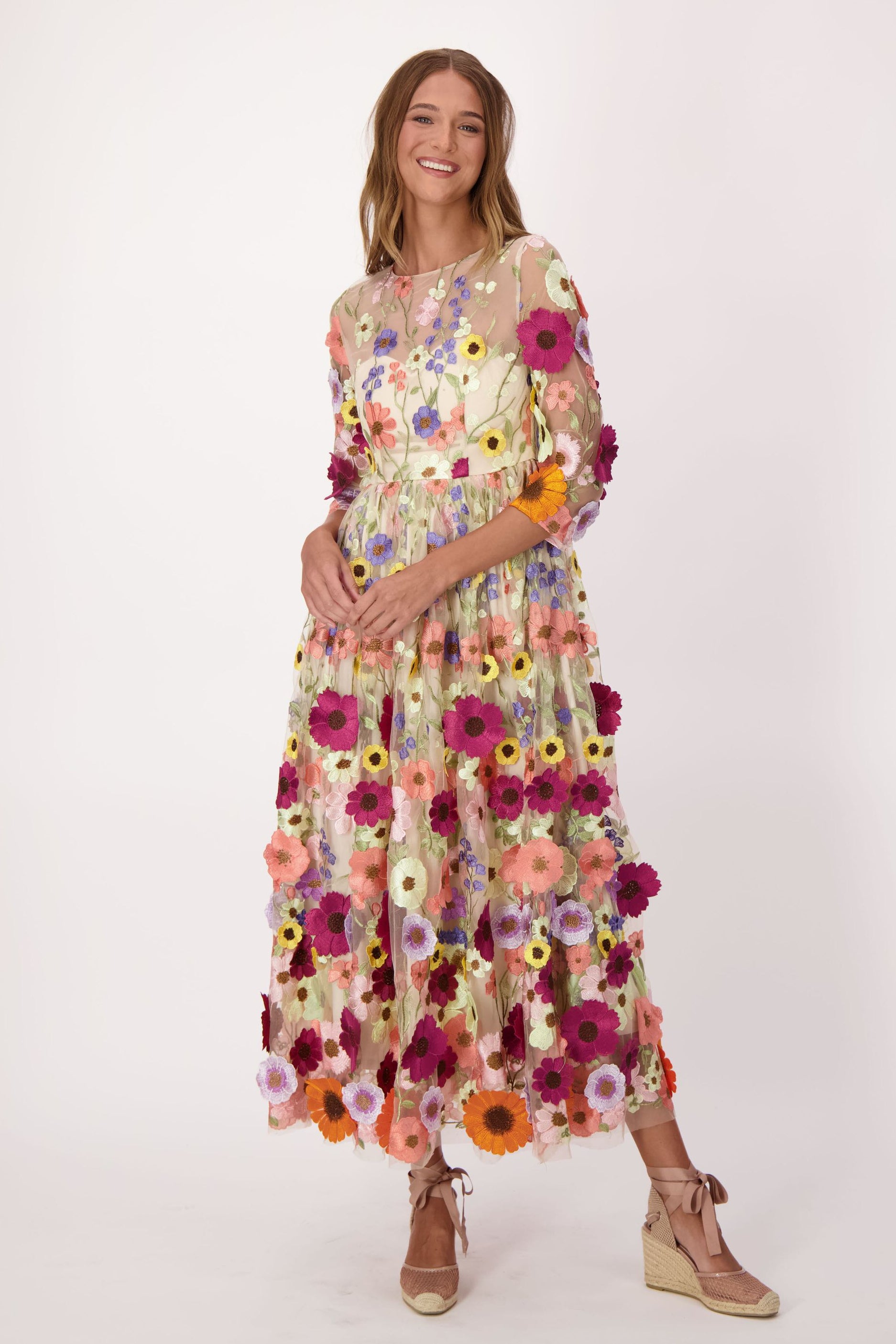 Floral Applique Tulle Dress