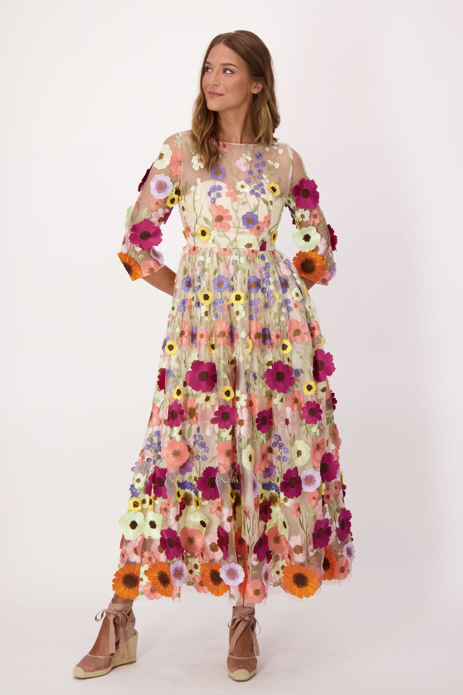 Floral Applique Tulle Dress