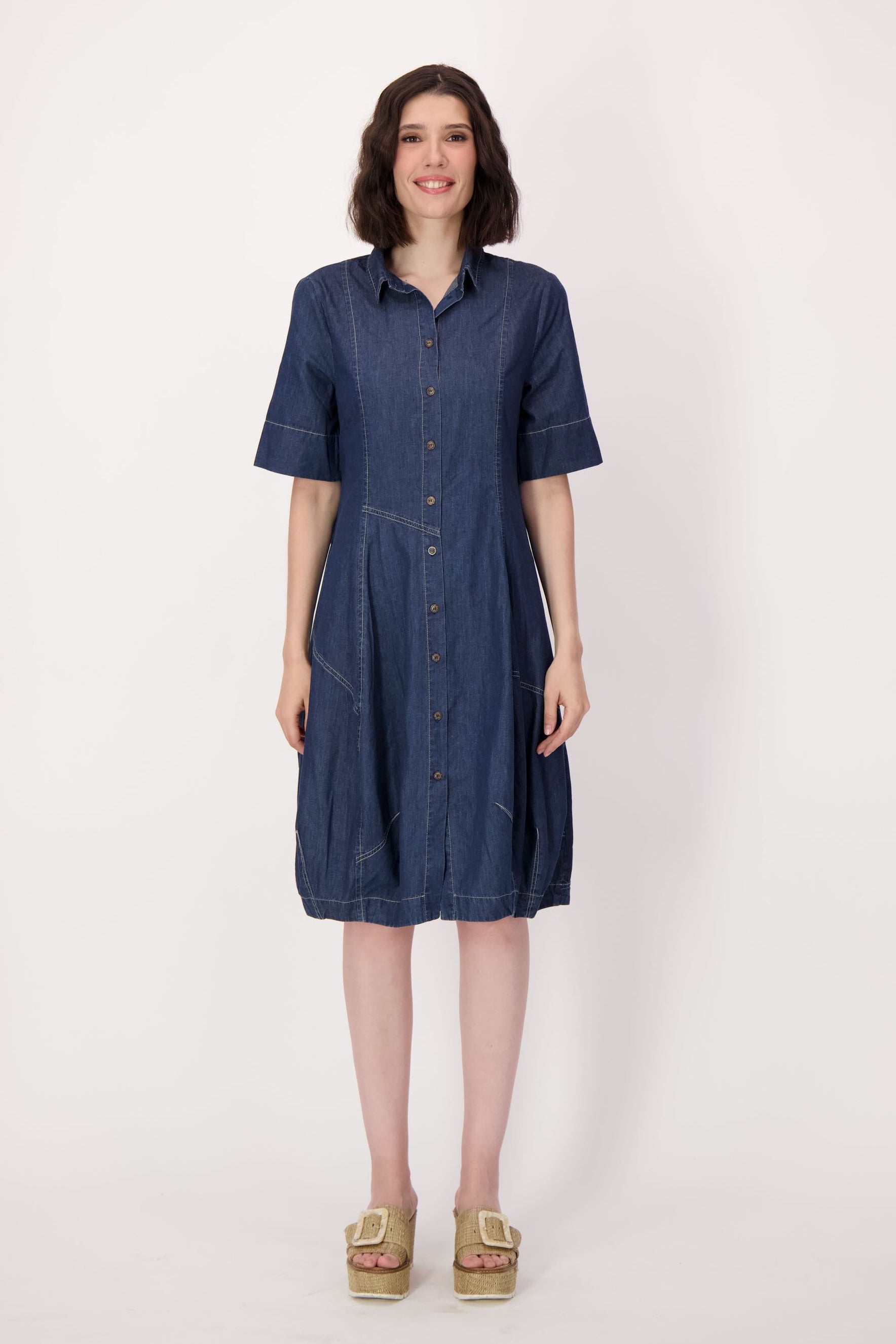 Denim Seamed Shirt Dress