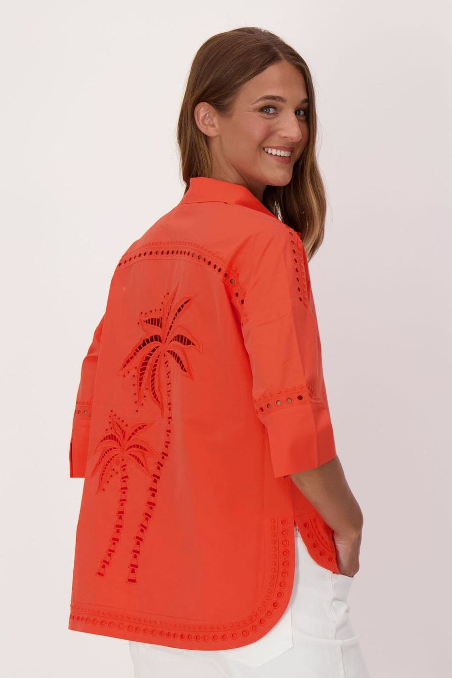 Palm Embroidered Cotton Shirt