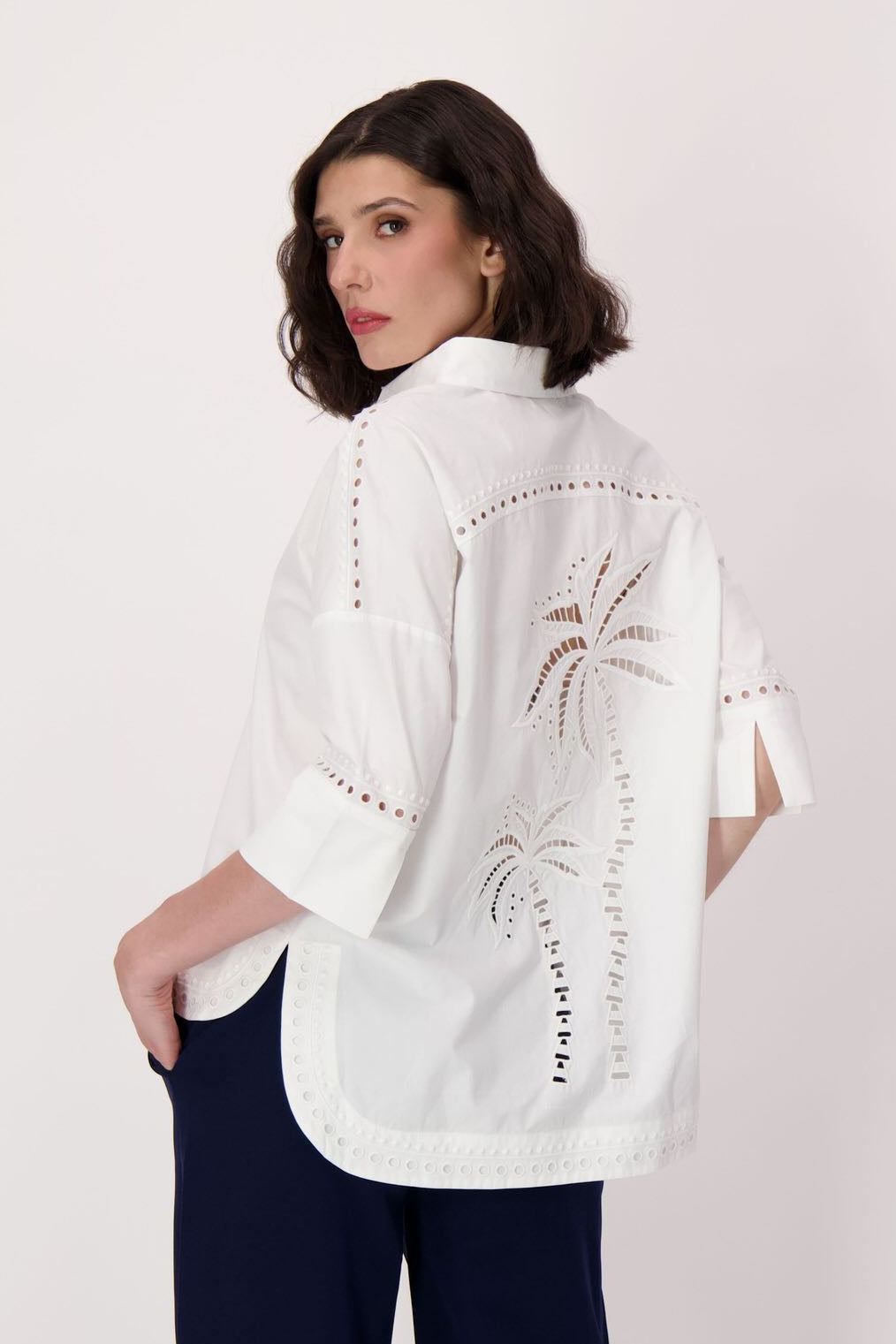 Palm Embroidered Cotton Shirt