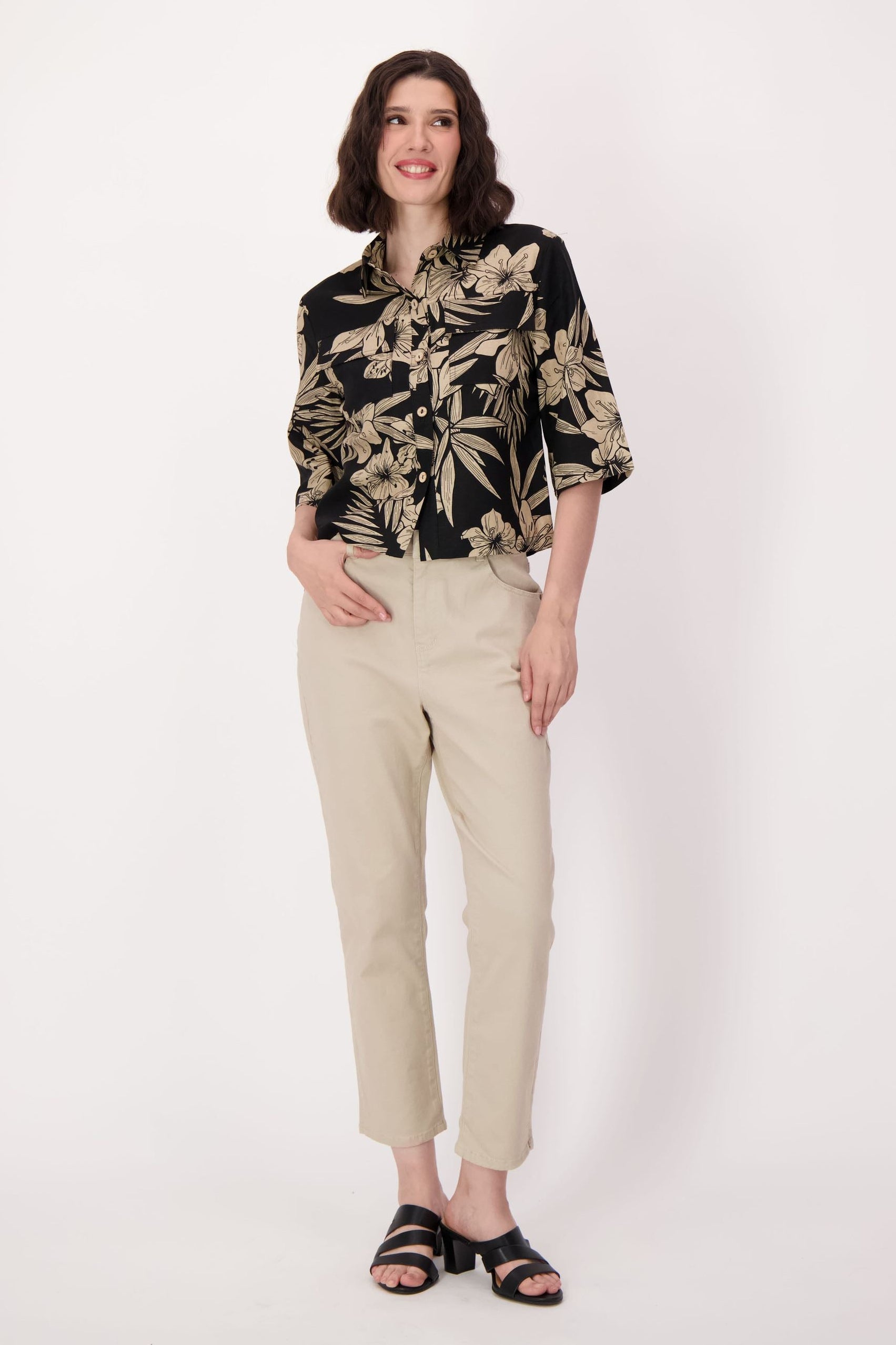 Natural Floral Linen-Blend Shirt