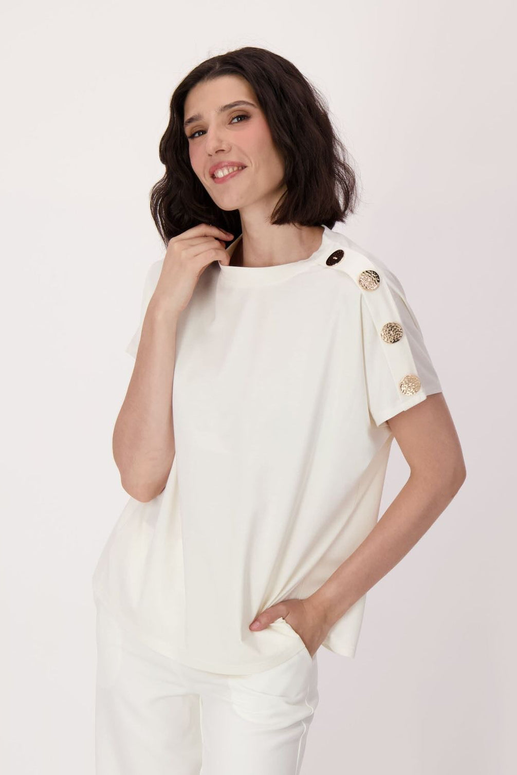 Button-On Shoulder Top