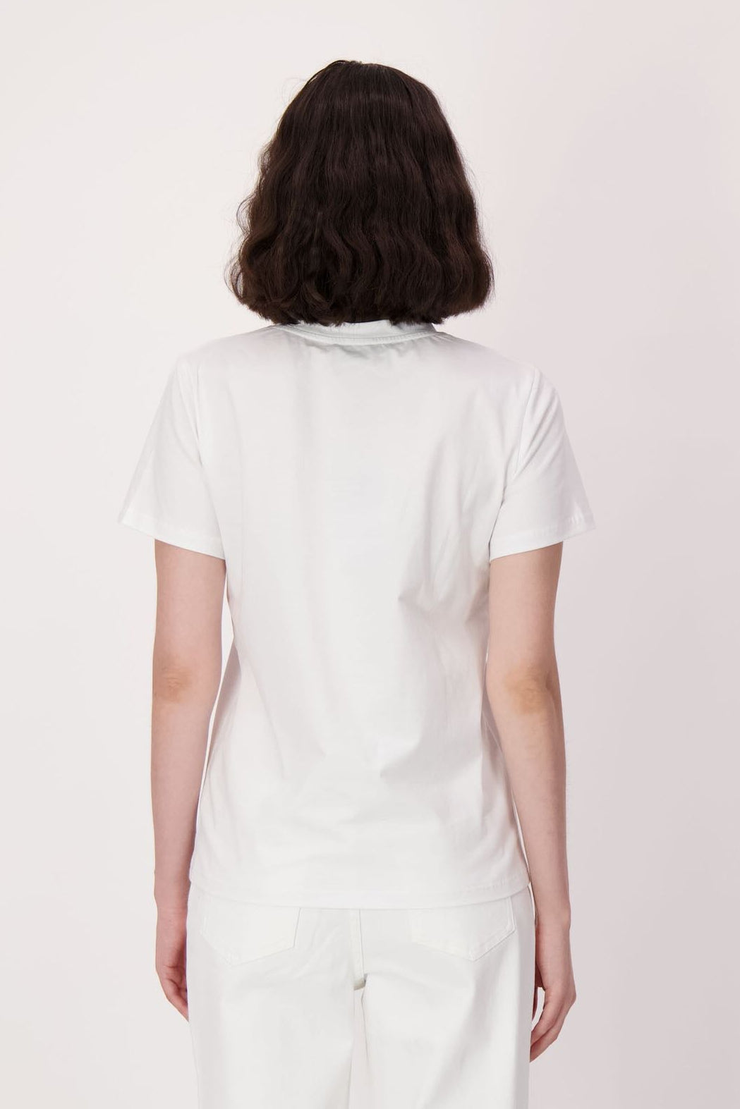 White Flower Applique Cotton T-Shirt