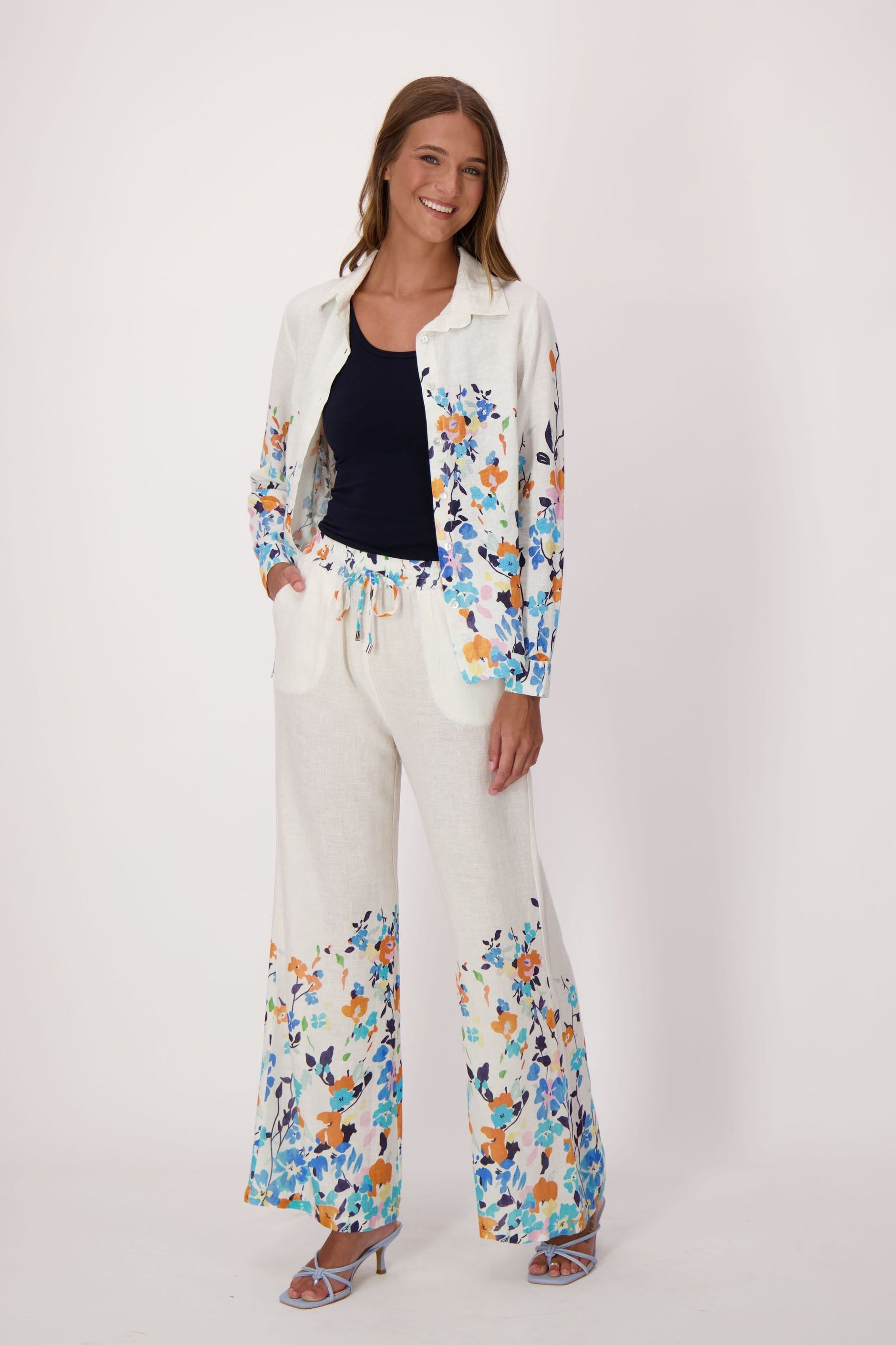 Climbing Floral Linen-Blend Pant