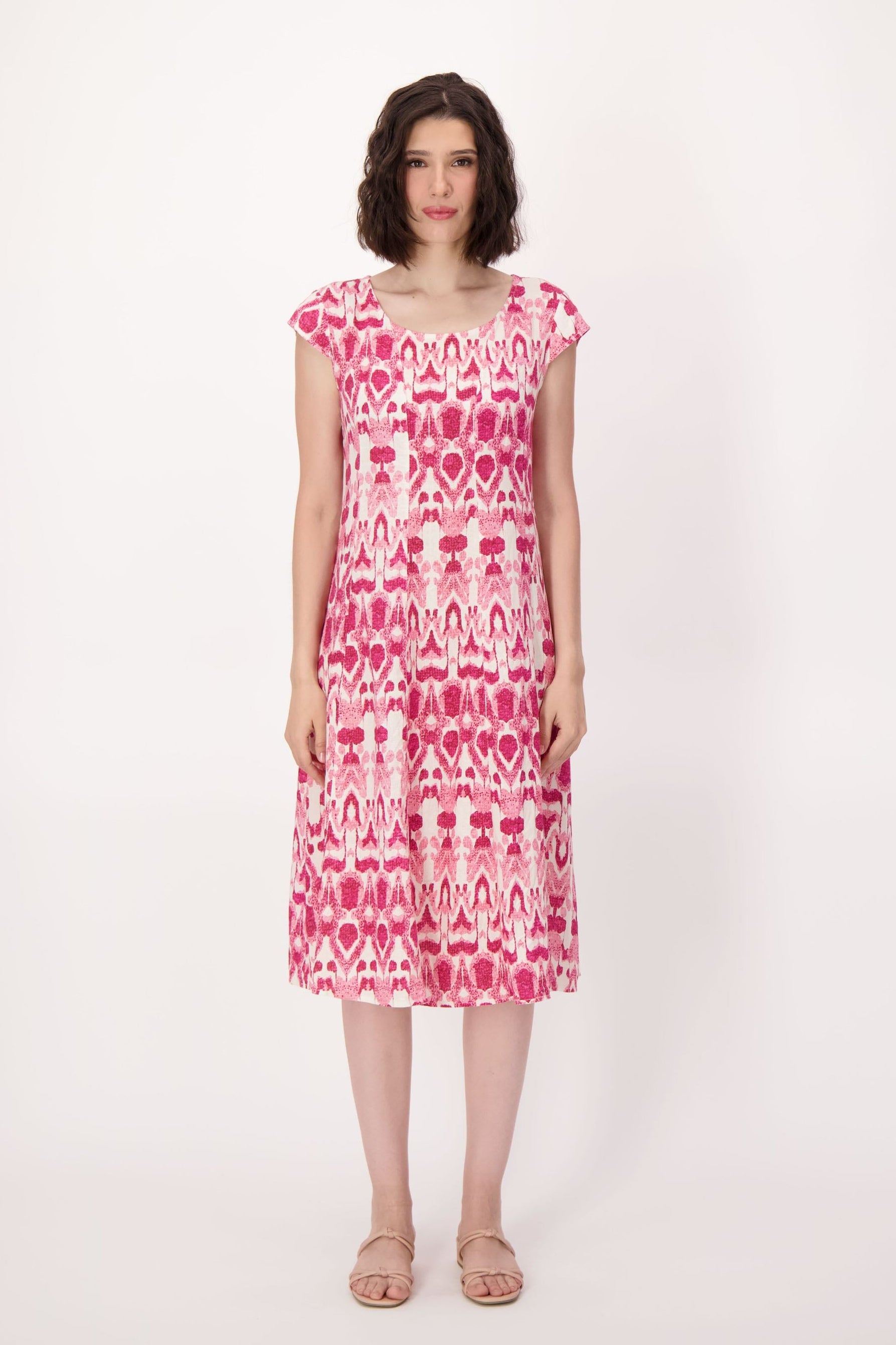 Fuschia Eyecat Linen-Blend Dress