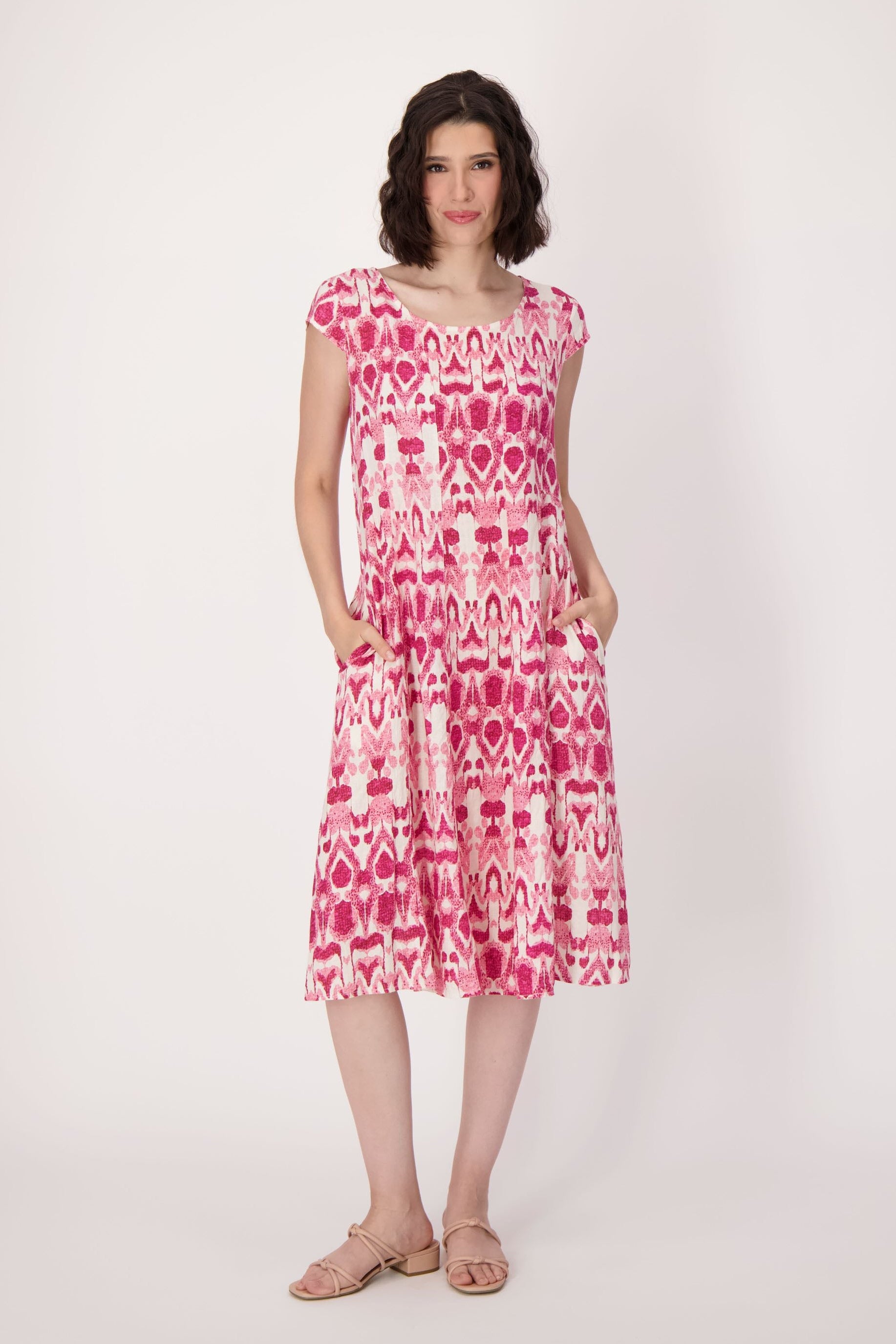 Fuschia Eyecat Linen-Blend Dress