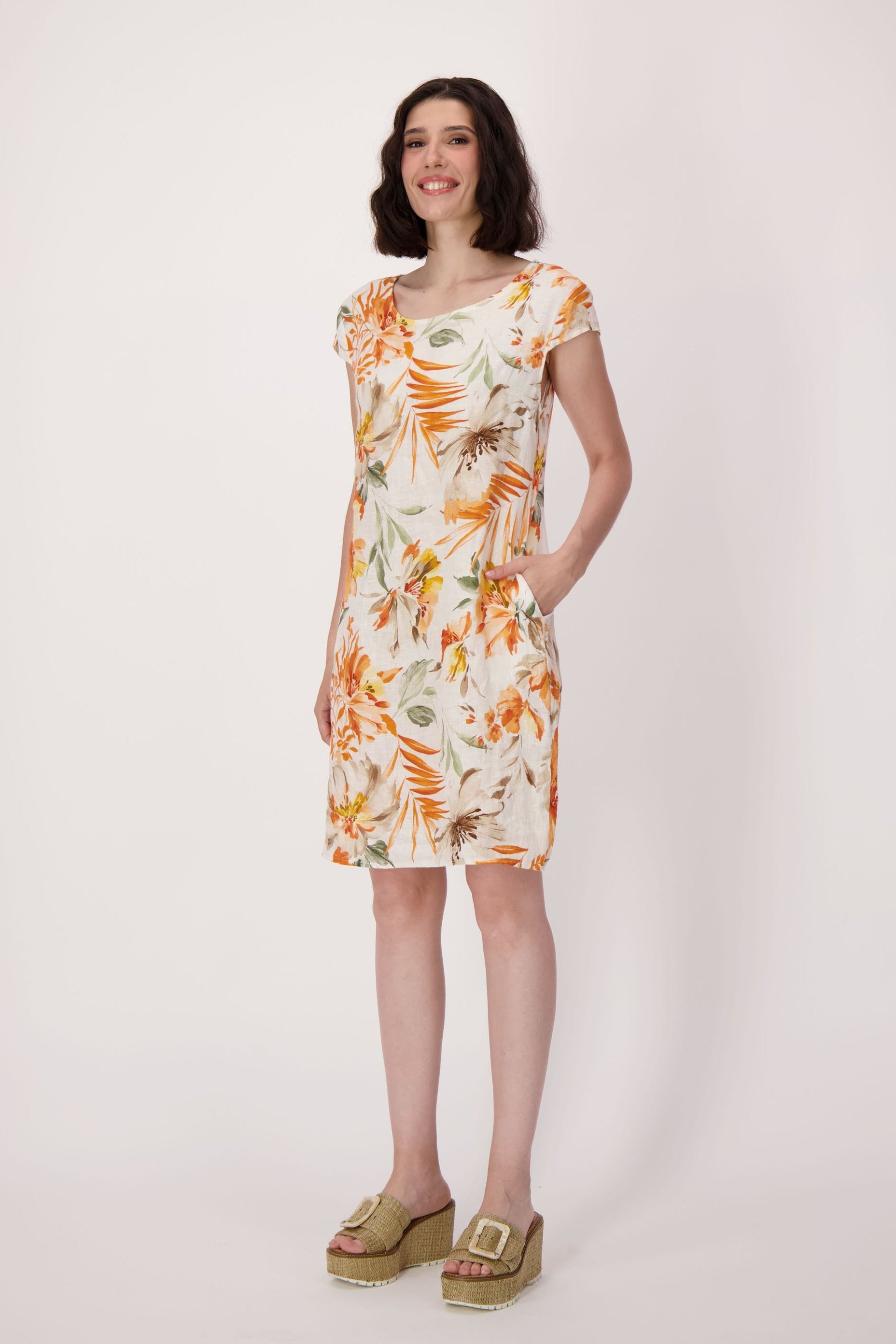 Sunset Palm Linen Dress