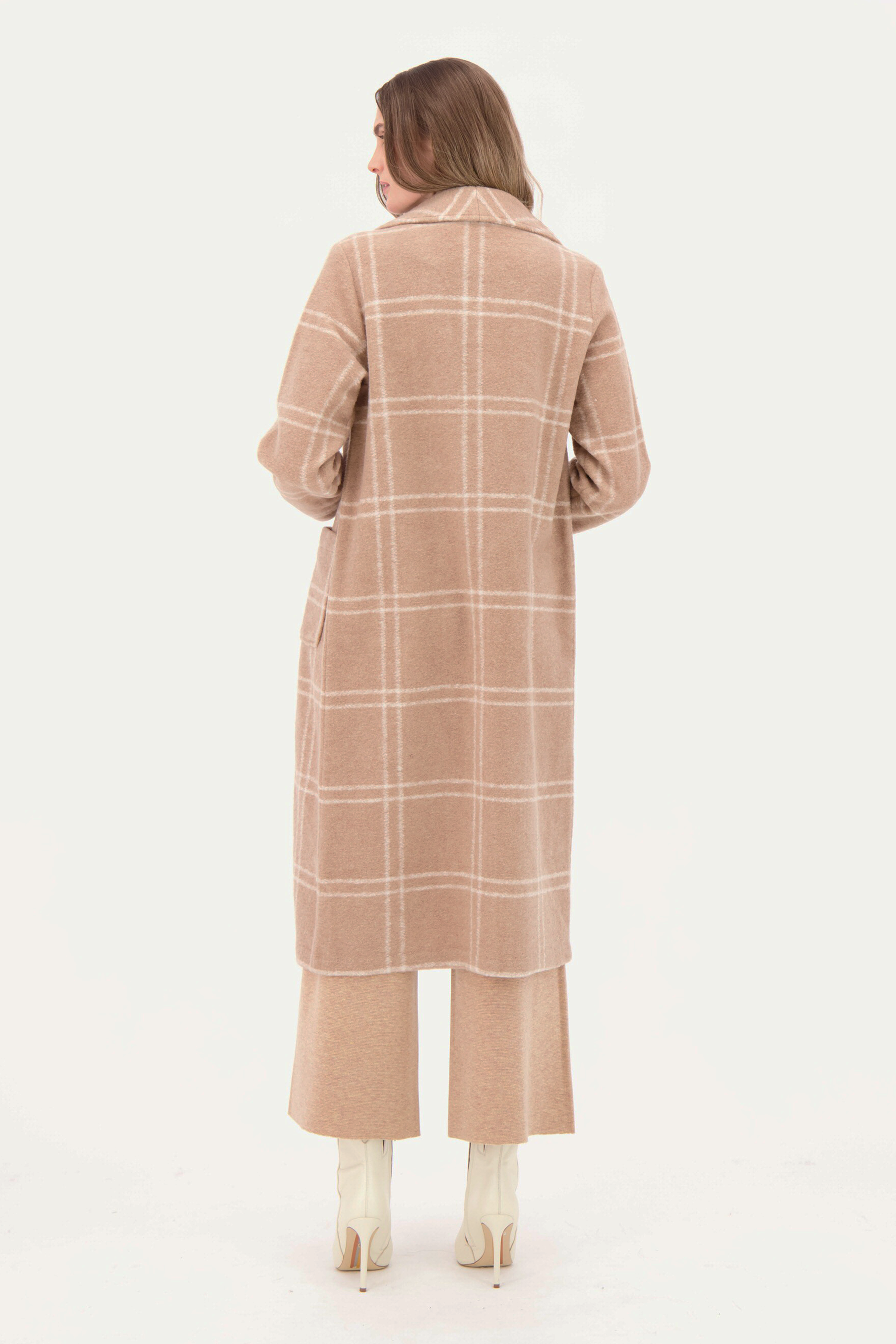 Oversized Plaid Wool Blend Shawl Collar Coat