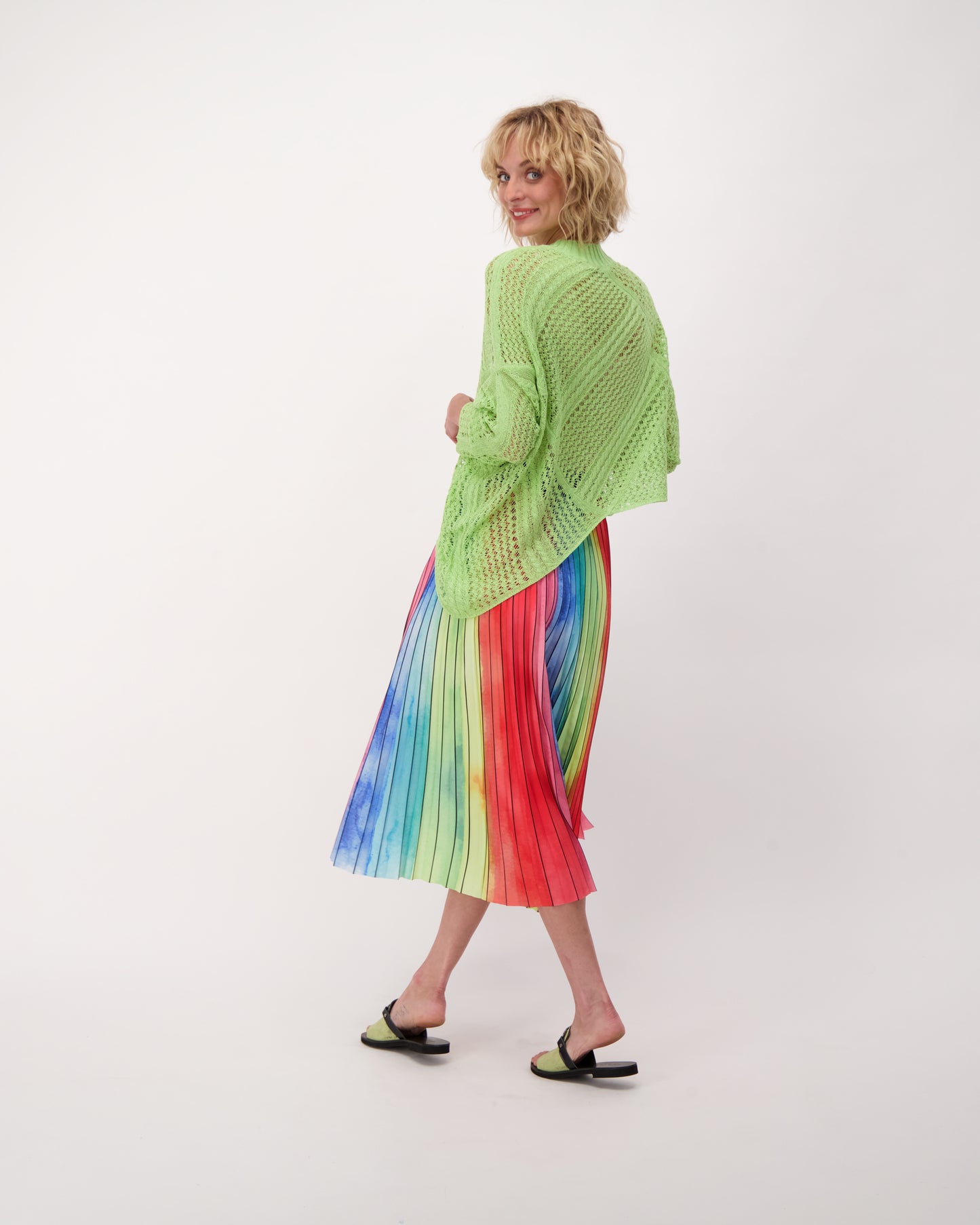 Rainbow Plisse Pleated Skirt