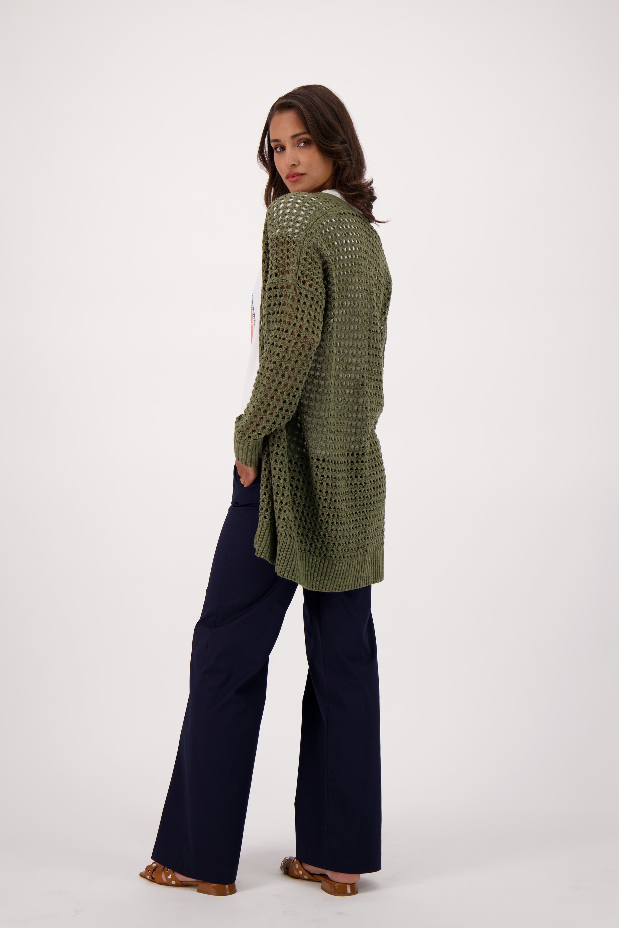 Open Mesh Knit Honeycomb Cardigan