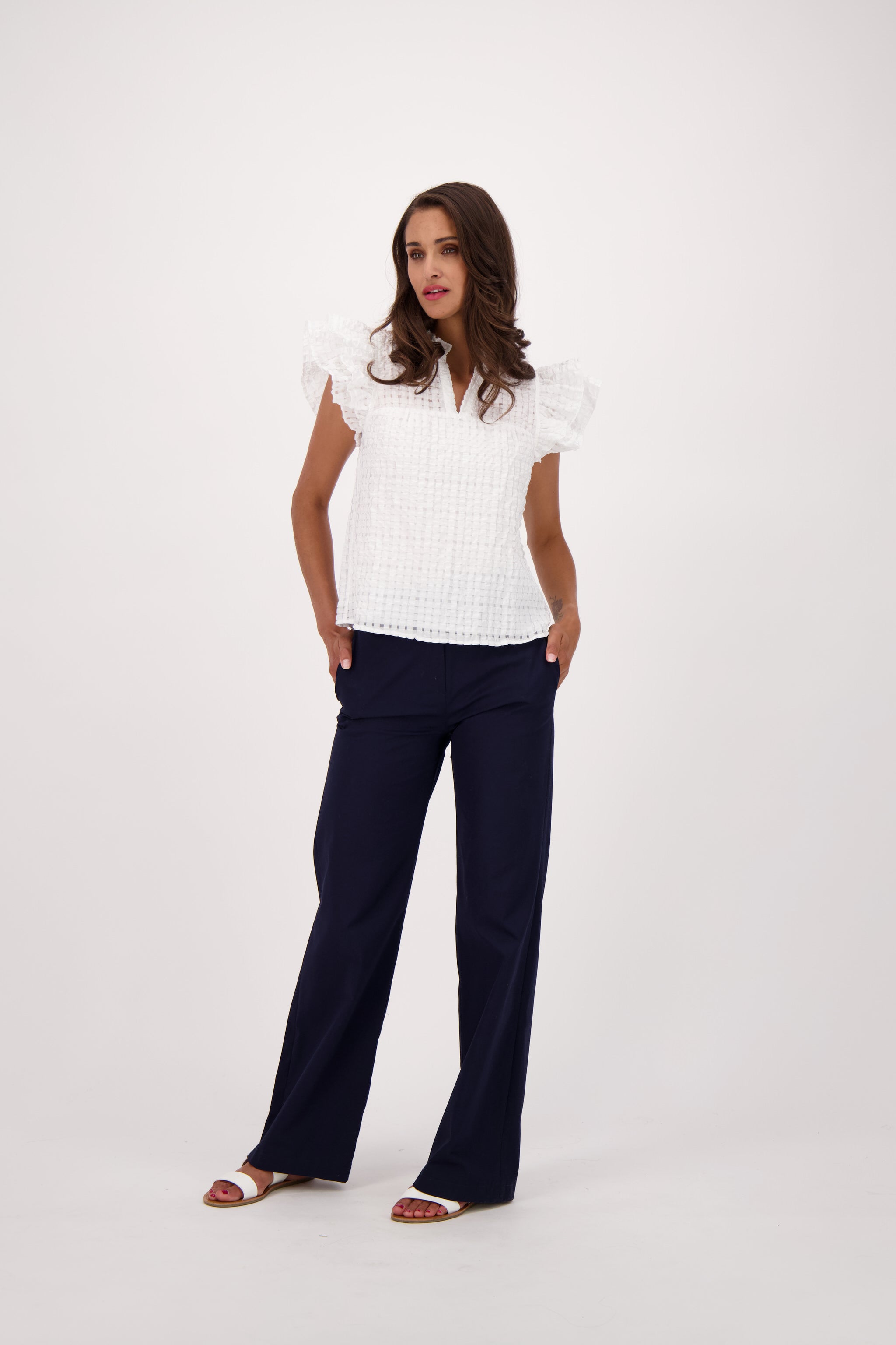 Ruffle Sleeve Baby Doll Blouse